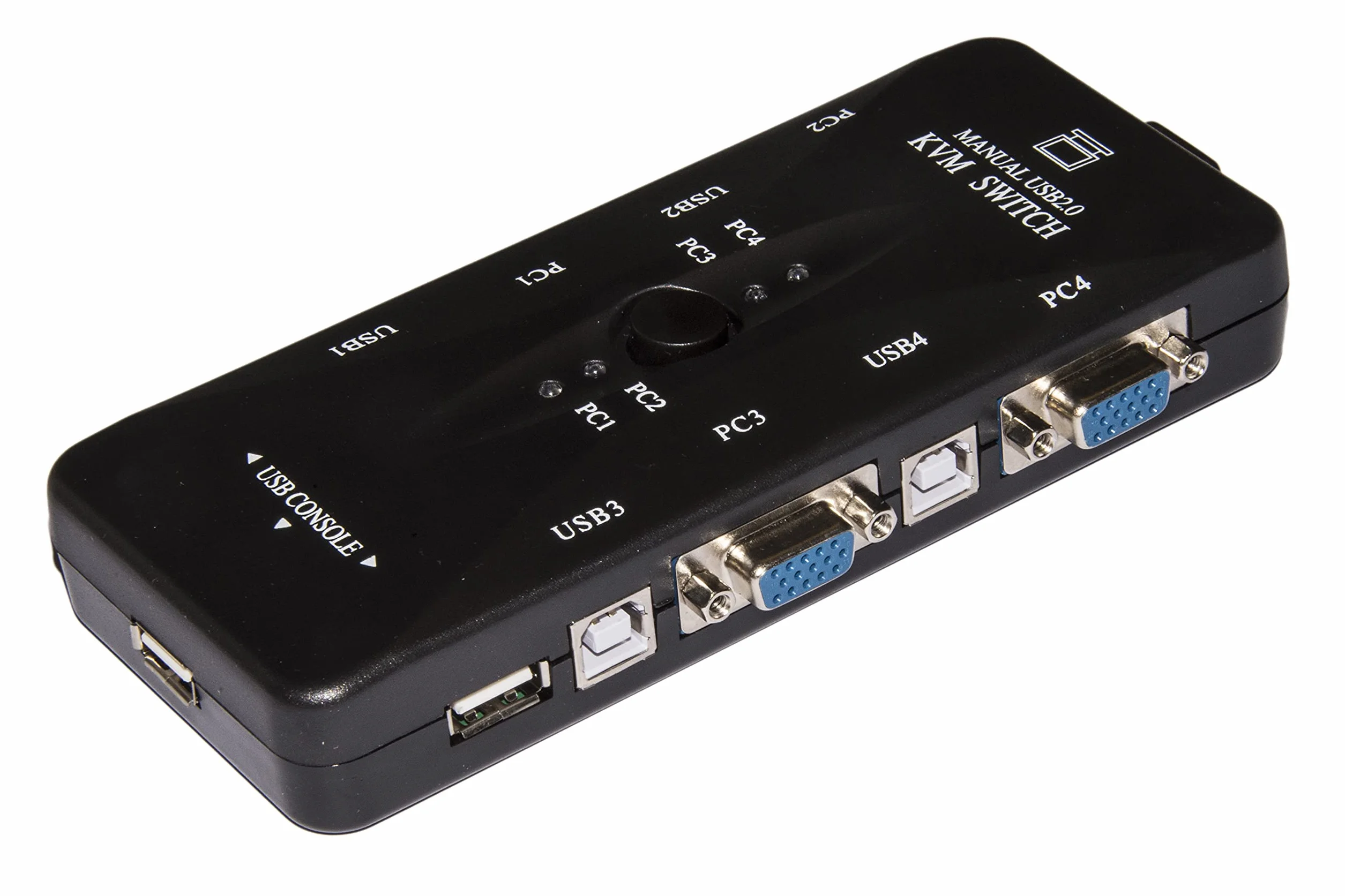Link switch KVM LKKWM4 per 4 PC con mouse e tastiera USB e monitor VGA con cavi inclusi risoluzione massima 1920x1440 dimensioni compatte 16,5x7x2,5 cm struttura in metallo