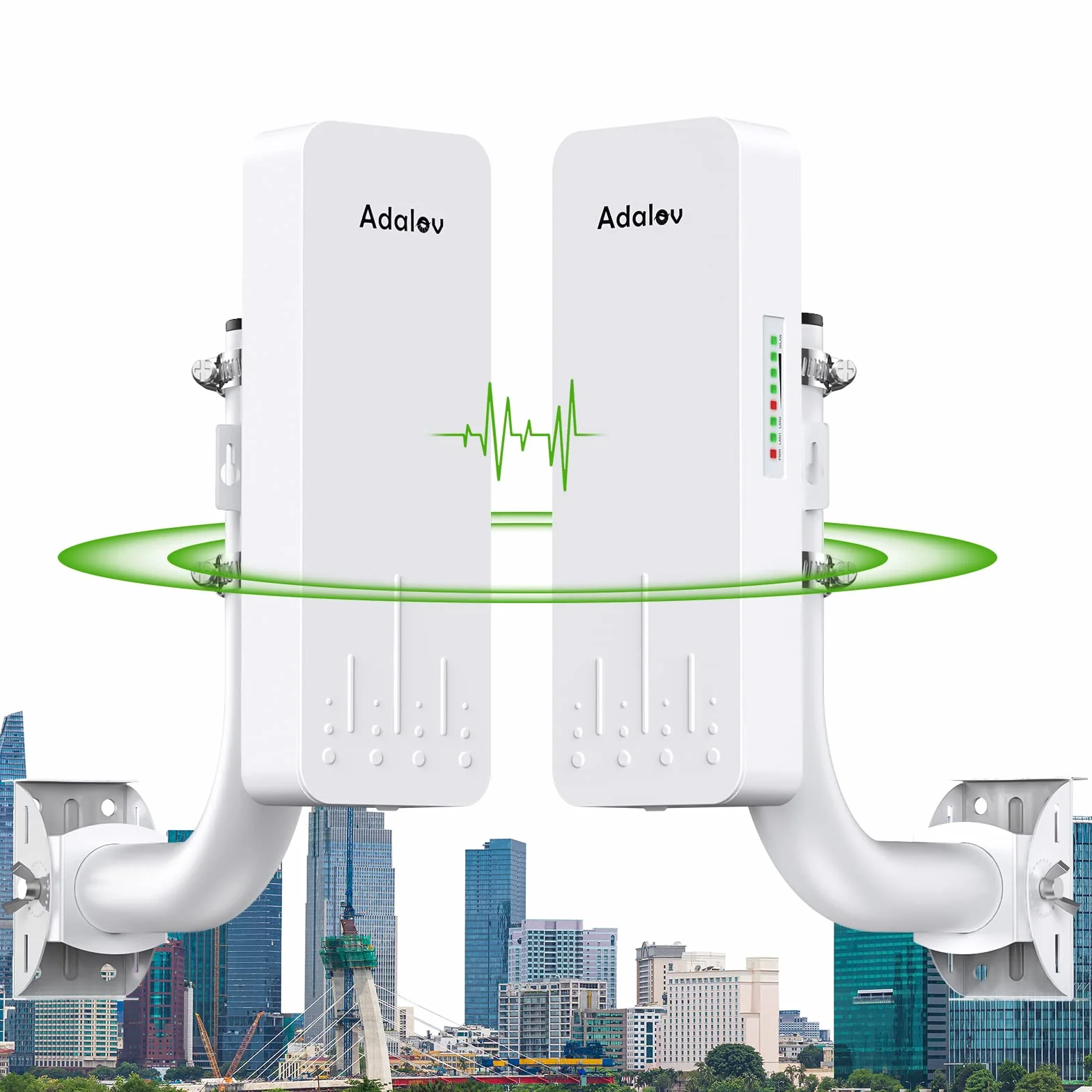 AdaLov CPE660 Ponte Radio Esterno 5.8GHz, Ponte Wireless Lunga Distanza 3KM Punto-Punto, Estensione Rete per Telecamera/Garage/Edificio Annesso/Agriturismo/Allevamento, Plug & Play, Impermeabile, PoE