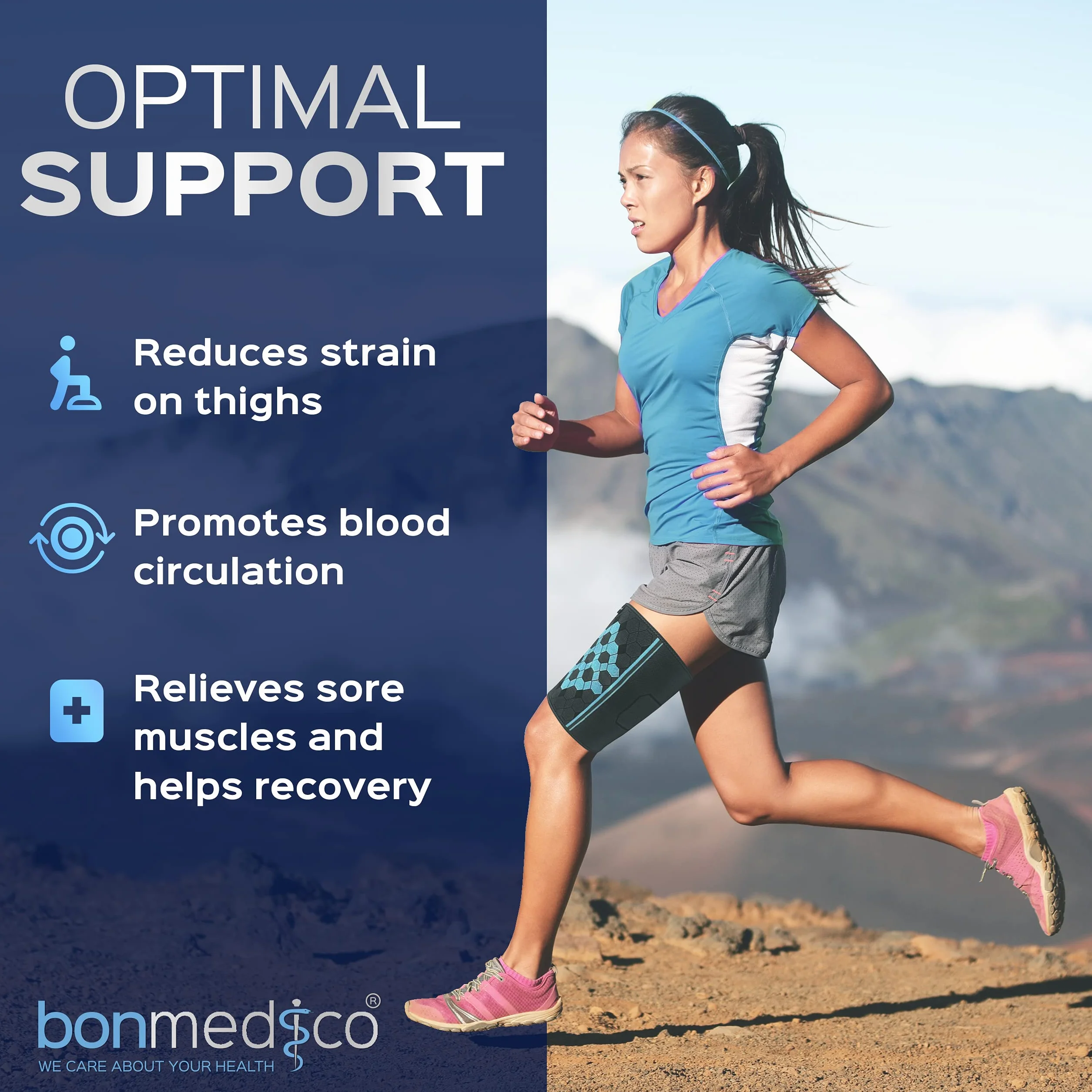 Bonmedico Fascia Contenitiva Quadricipite – Benda Elastica per Cosciera Sportiva – Supporto Gambe Allenamento Corsa Palestra