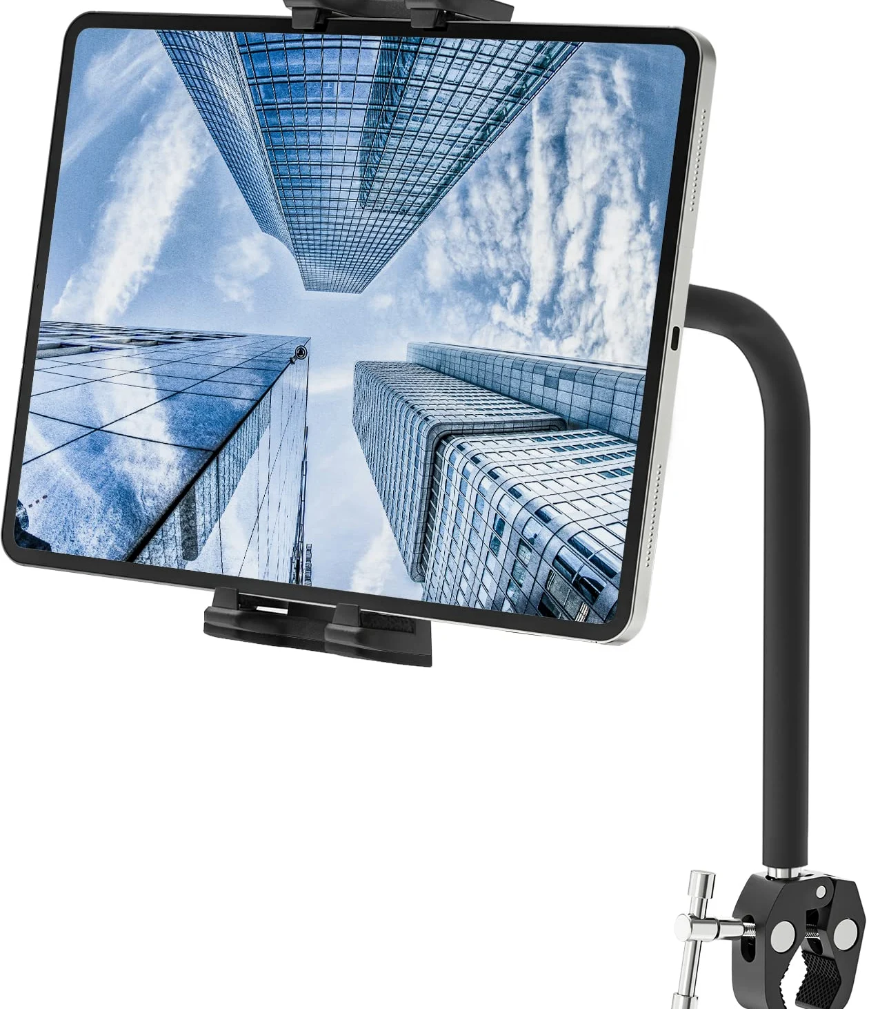 Tendak Supporto Tablet per Cyclette, Spinning e Bicicletta - Collo di Cigno Robusto e Flessibile per iPad, iPad Pro, Mini, Air e Altri Tablet 4.7-12.9"