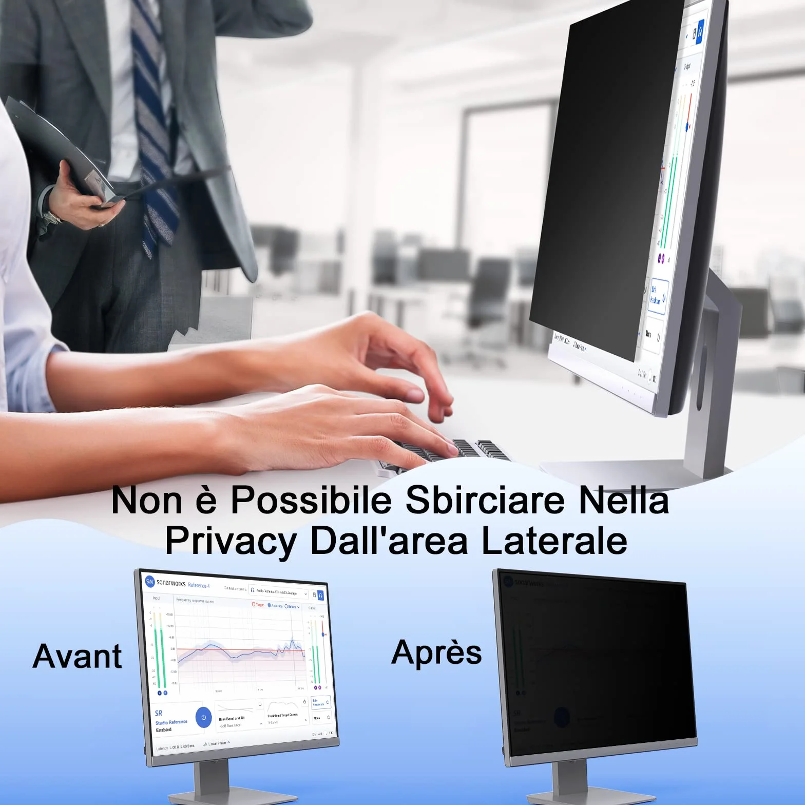 Pellicola Privacy Monitor 21.5 Pollici, Rimovibile Filtro Privacy Schermo per Widescreen Computer, Anti Glare/Antiriflesso/Anti Luce Blu Pellicola de Protezione Privacy 21.5 Pollici per 16:9 Monitor