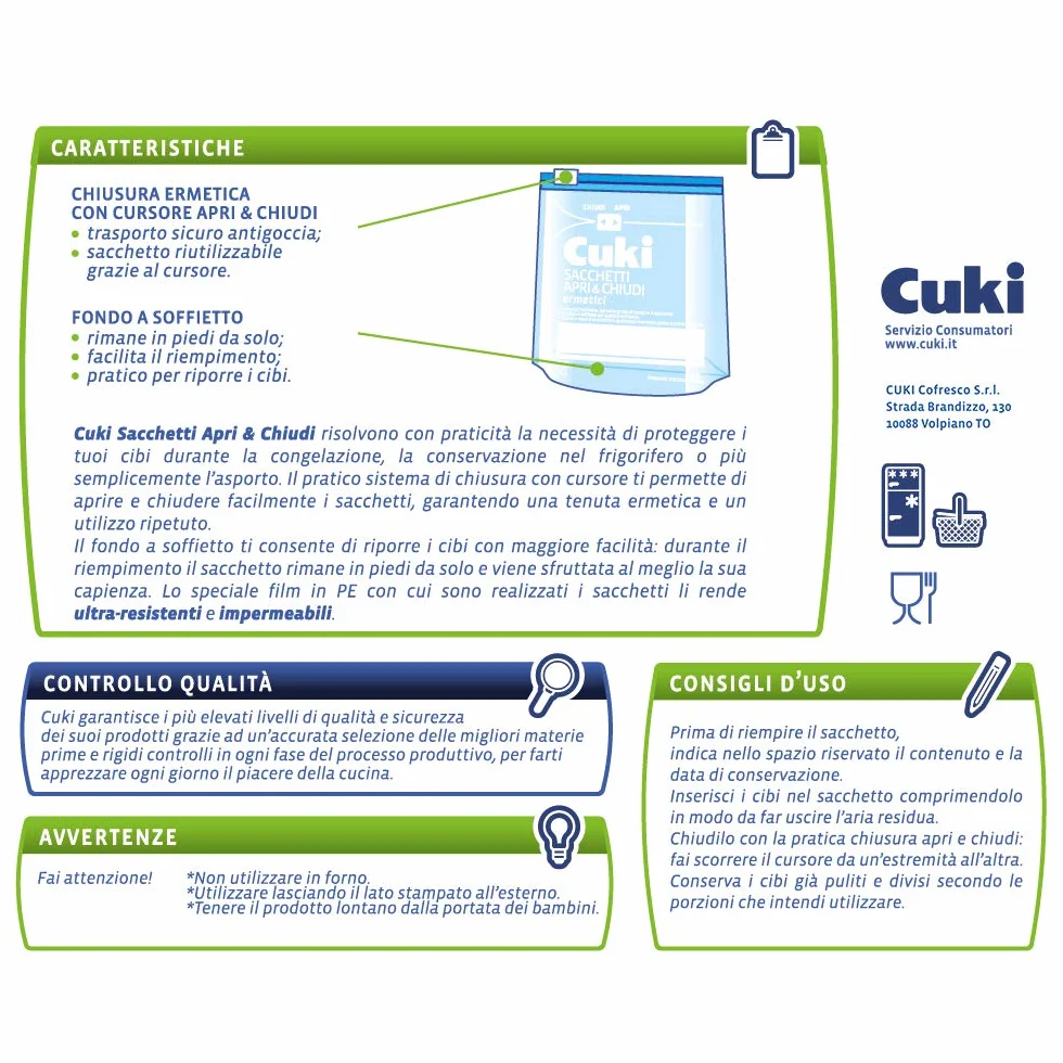 Cuki Sacchetti Apri e Chiudi Ermetici Grandi 3L 10 Pezzi