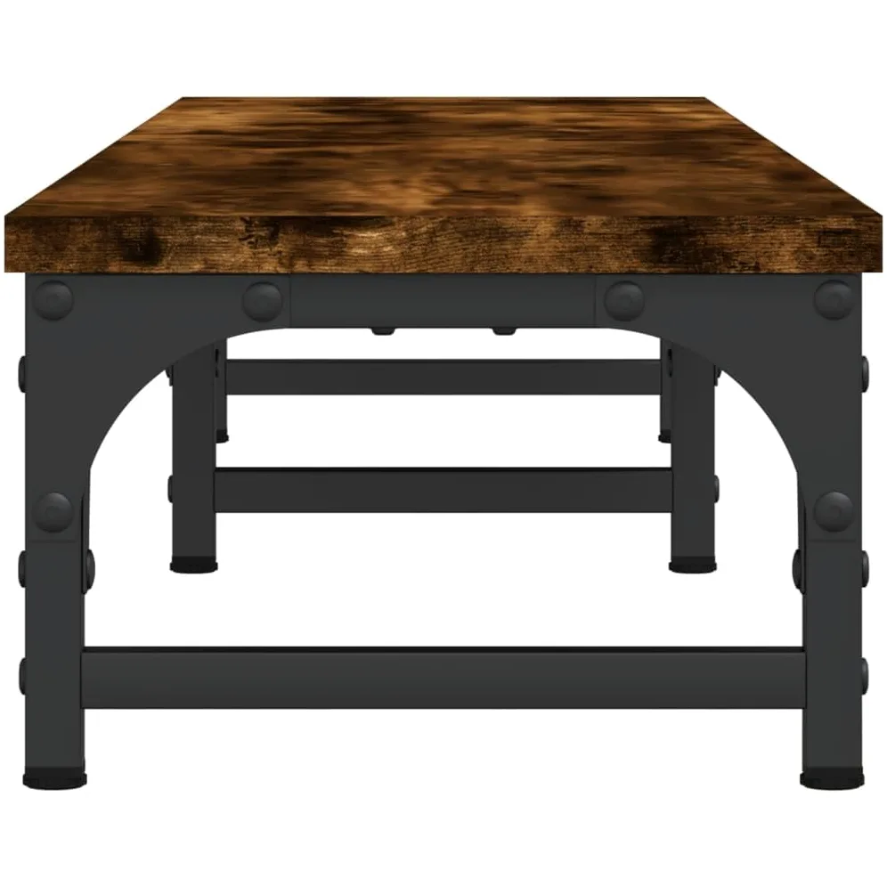 Supporto per monitor in legno di rovere affumicato, 105 x 23 x 15,5 cm, con gambe regolabili, rialzo ergonomico per un maggiore spazio sotto lo schermo