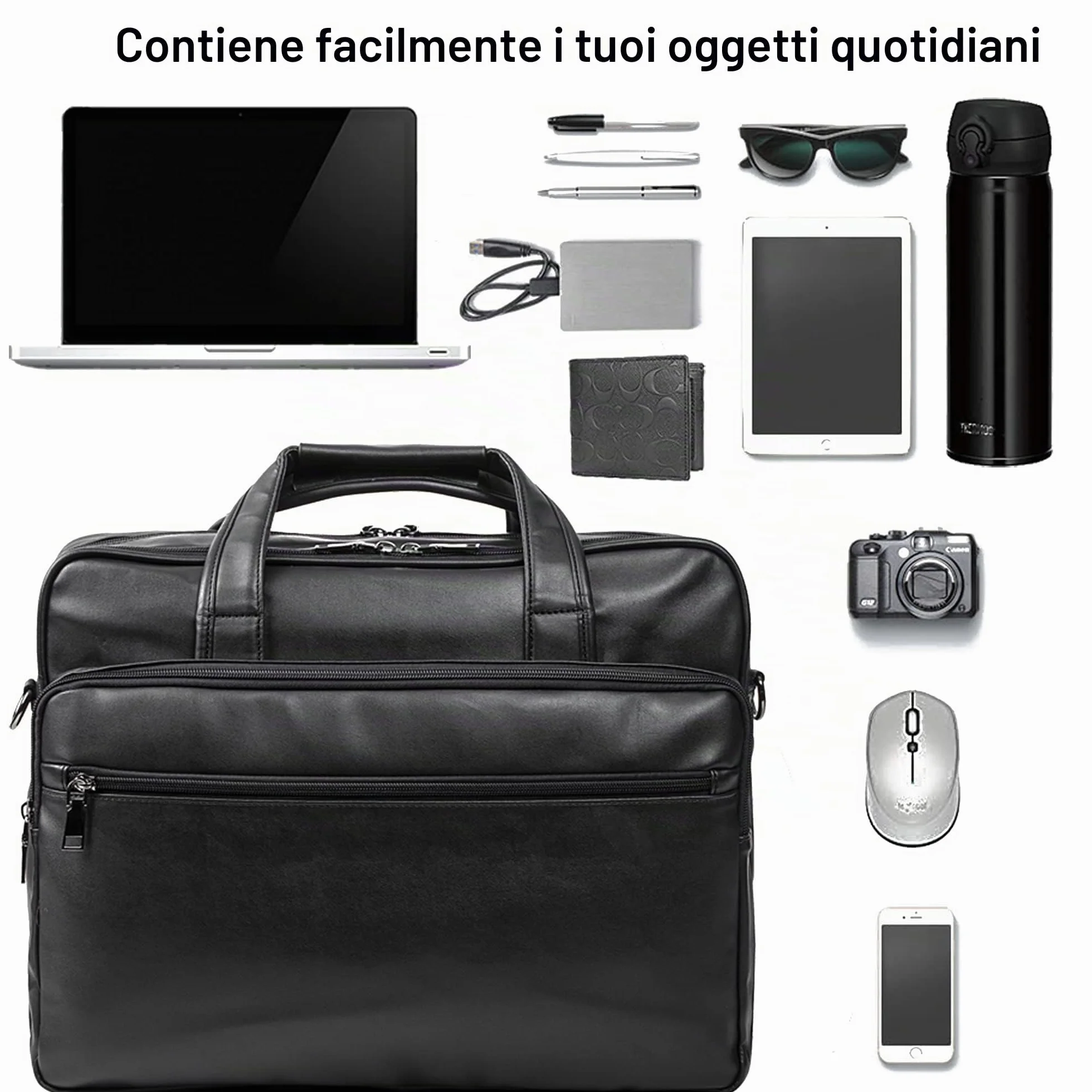 seyfocnia Borsa in pelle per laptop da uomo 15,6 pollici 17,3 pollici Messenger valigia Business Satchel Borsa a spalla per computer