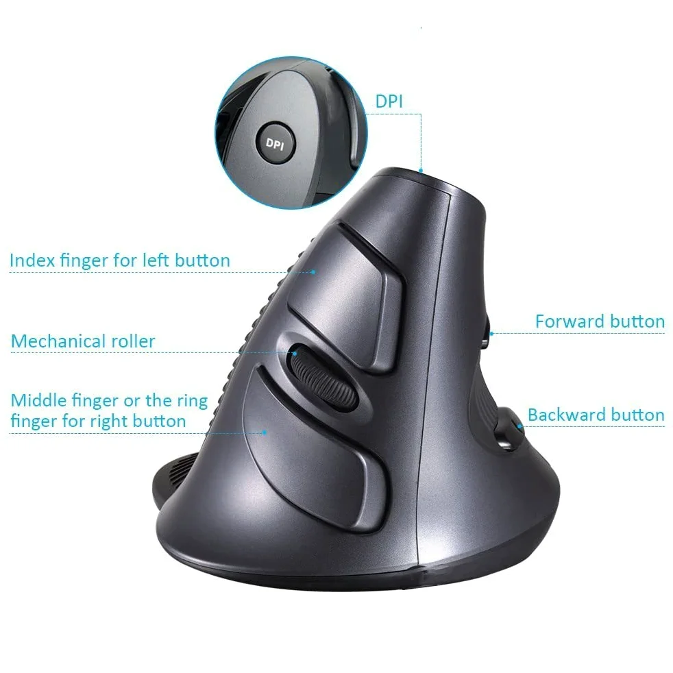 Mouse verticale per computer design ergonomico grande mouse cablato (Wireless Mouse)