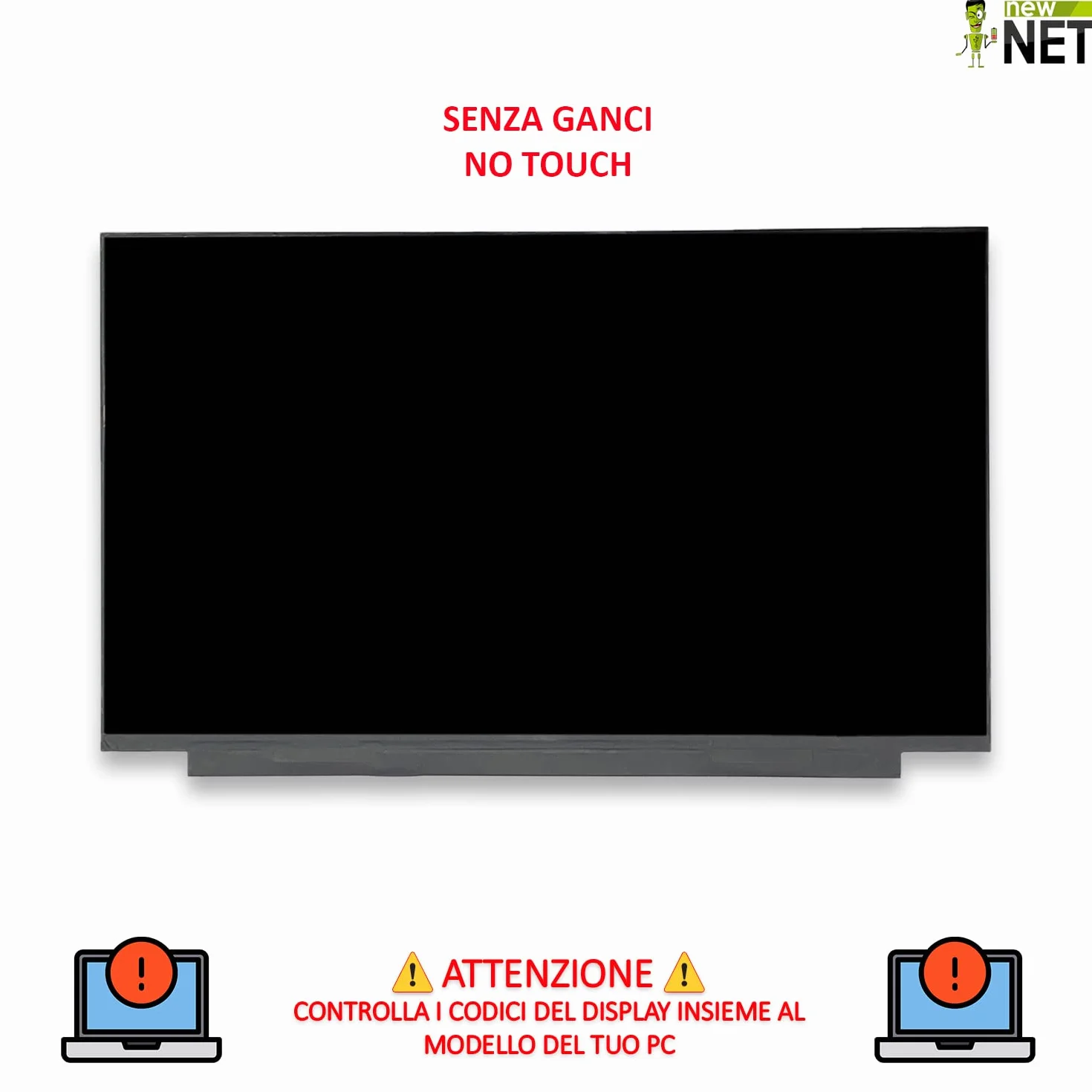 new net Pannello LCD Schermo Display Compatibile con Lenovo IdeaPad L3 15IML05 81WB 15IML05 81Y3 15ITL6 82HL [ 15.6 - WXGA 1366 * 768-30 Pin ]
