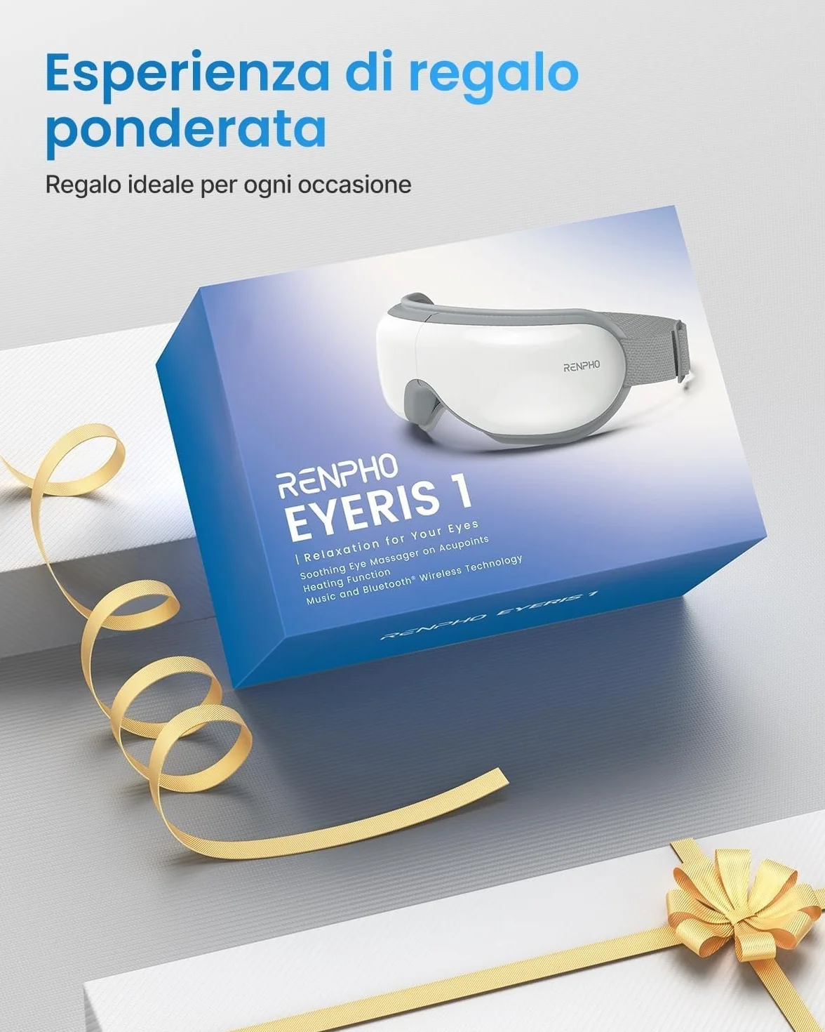 RENPHO Eyeris 1 Massaggiatore per gli occhi con riscaldamento Bluetooth Maschera occhi Relax affaticamento