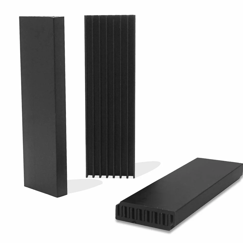 Akuoly Set di 4 dissipatori di Calore in Alluminio con Nastro termoadesivo Heatsink, 70 mm x 22 mm x 6 mm, Nero