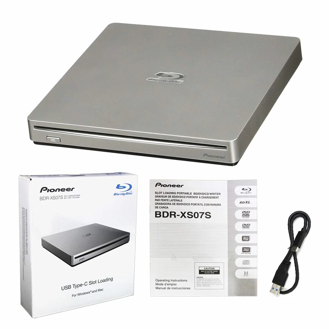 Pioneer BDR-XS07S Unità esterna portatile 6x Blu-ray Burner con cavo USB - Masterizza dischi DVD DVD BD DL BDXL