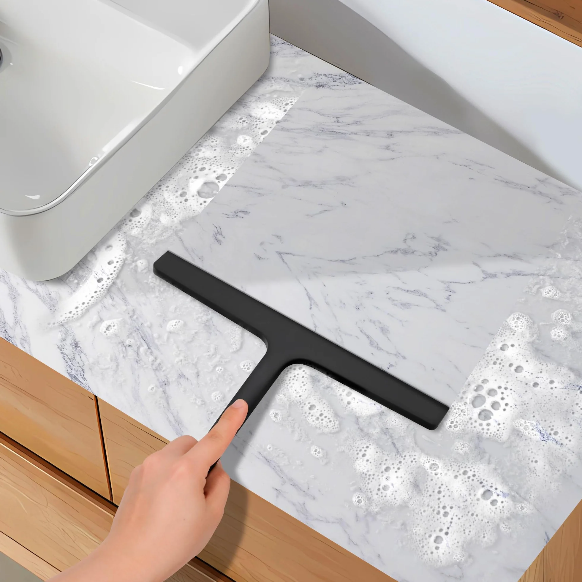 Tergivetro per Doccia in Silicone - Pulisci Vetri, Porte e Finestre - Senza Foratura con Supporto