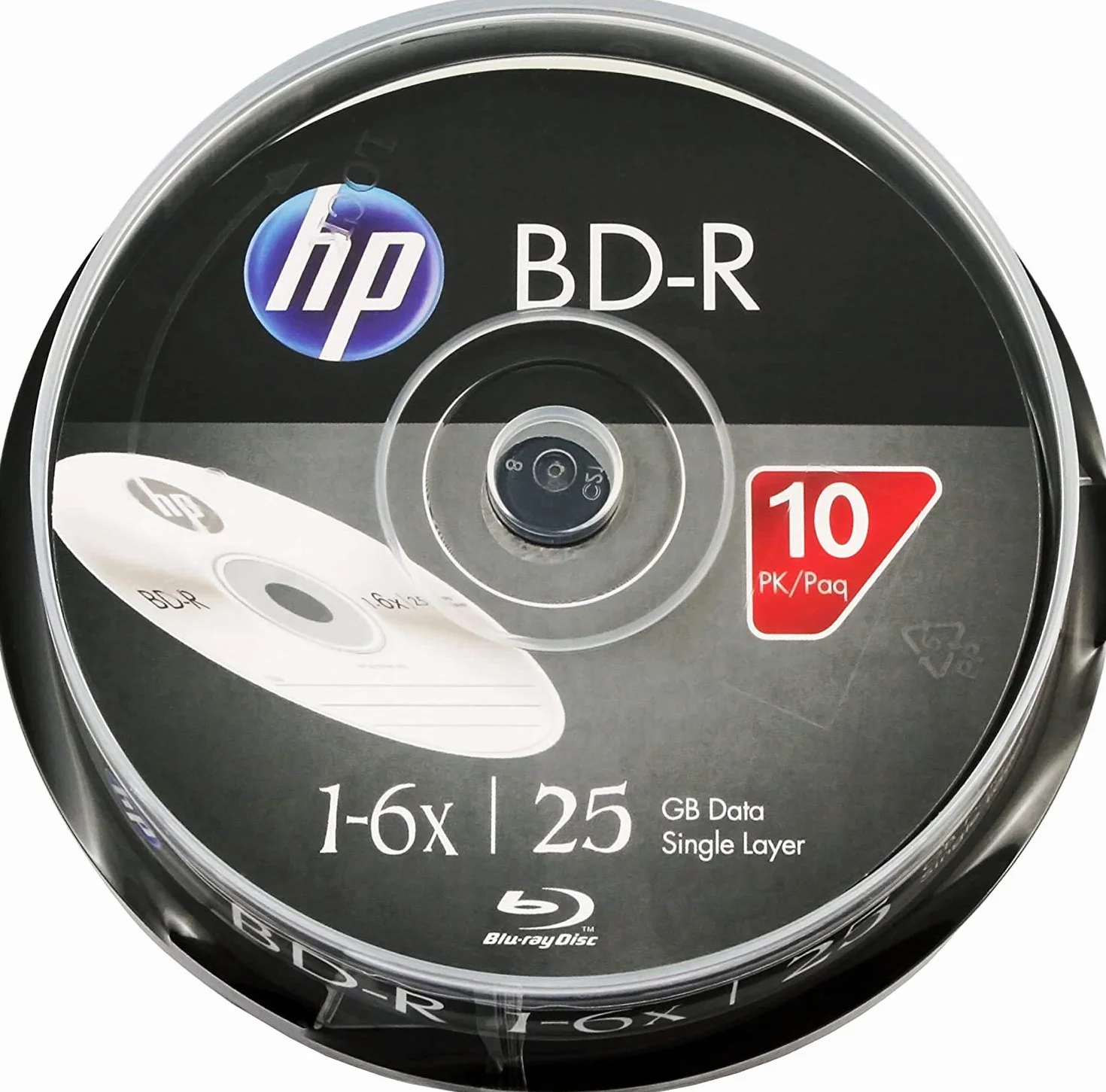 HP BD-R 6 Dischi Blu-Ray, 25 GB, 10-Cake