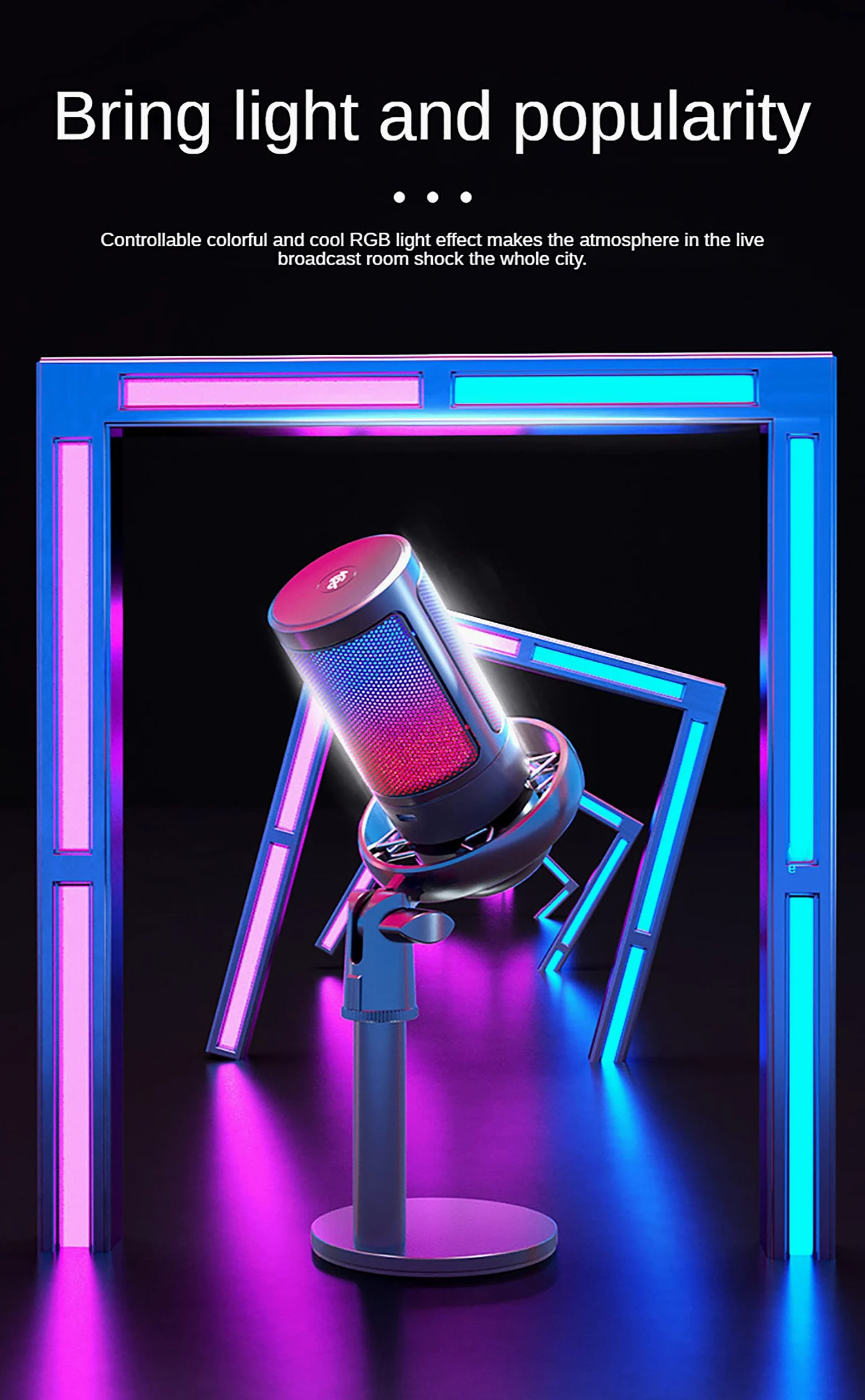 Microfono a Condensatore USB, Microfono a Disco Per Giochi E-sport RGB, Adatto Per La Registrazione Di Doppiaggio, Registrazione Di Trucchi Di Bellezza, Giochi Di E-sport