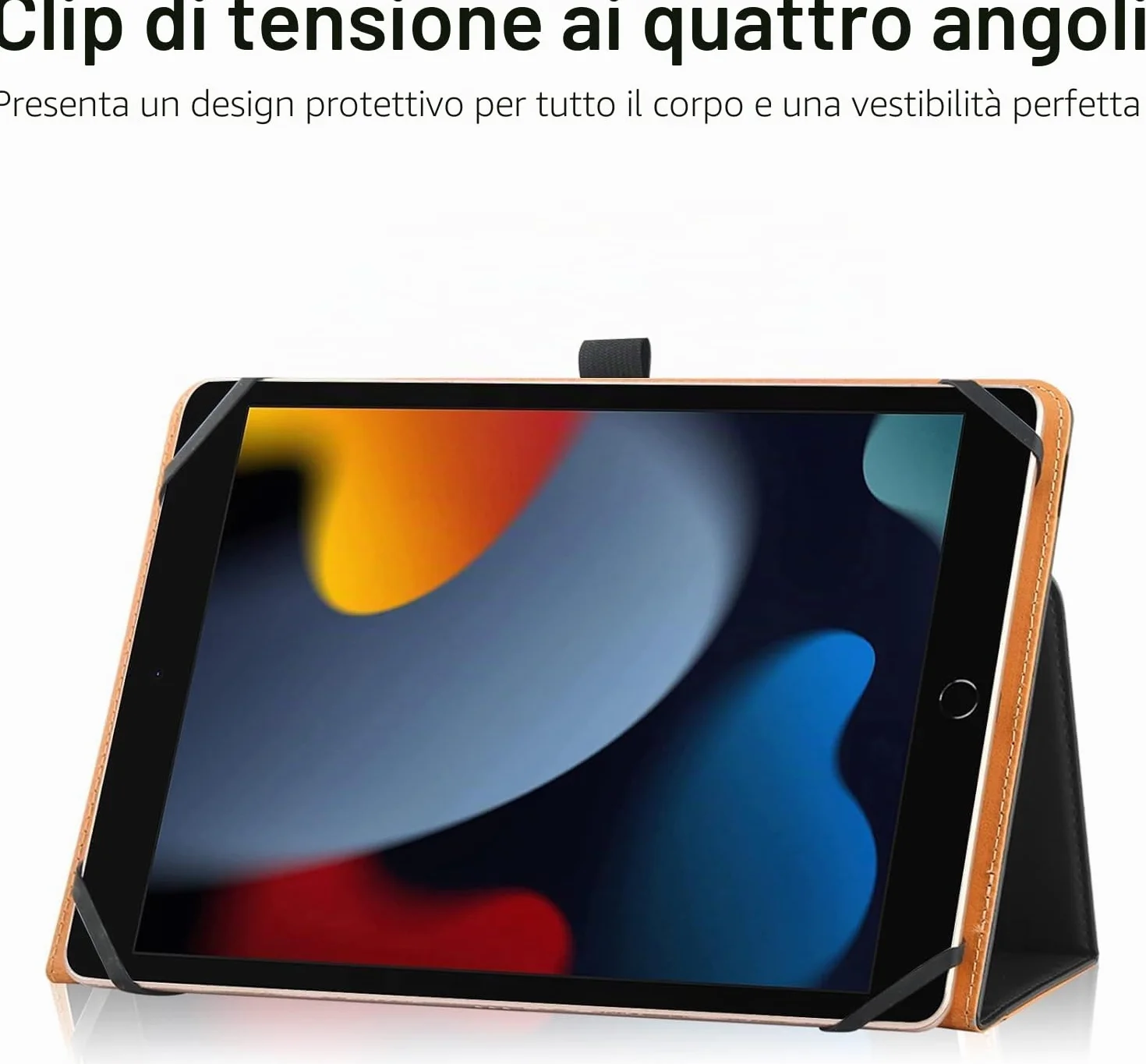 Custodia universale per tablet 9-11 pollici Folio protettiva con cinturino a mano e stand - Nero