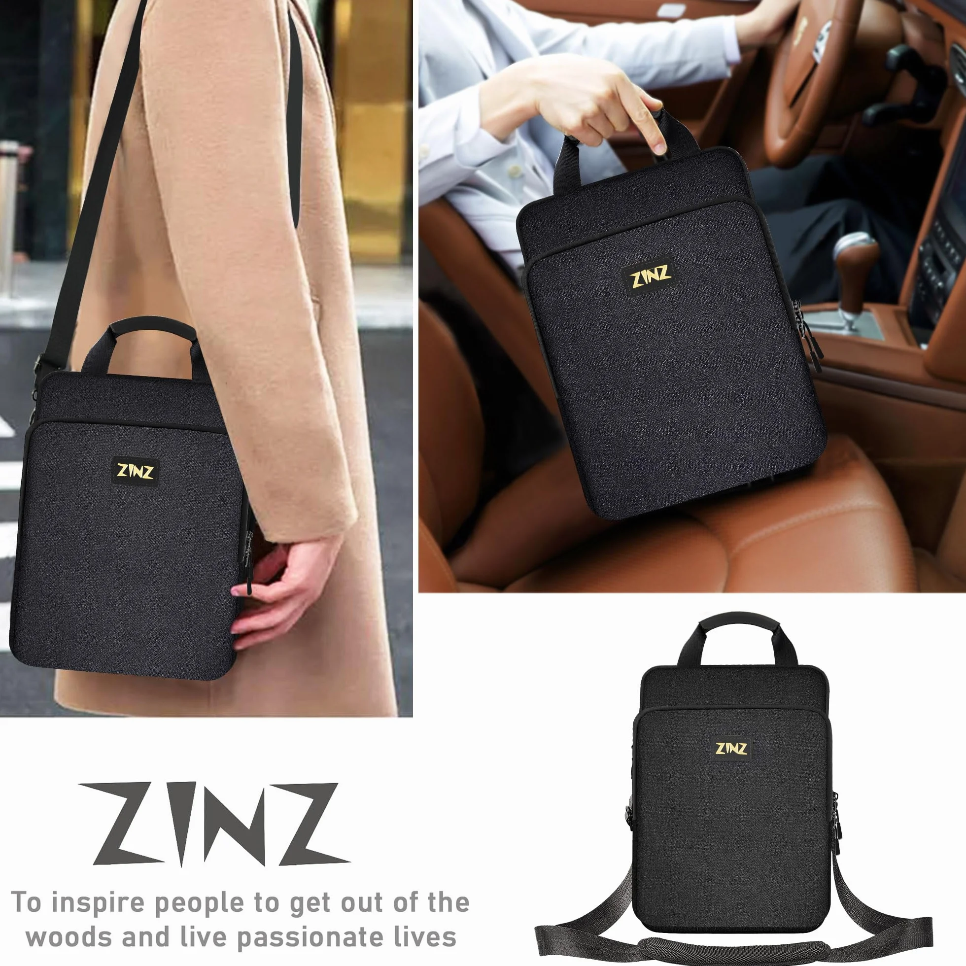 ZINZ Custodia per Laptop 12,9 13 Borsa a Spalla, Borsa Espandibile con Scomparto per Oggetti di Valore, Compatibile con MacBook Neo/Air/Pro 13" M5/M4/M3/M2/M1, iPad 12.9/13/11,B02K07