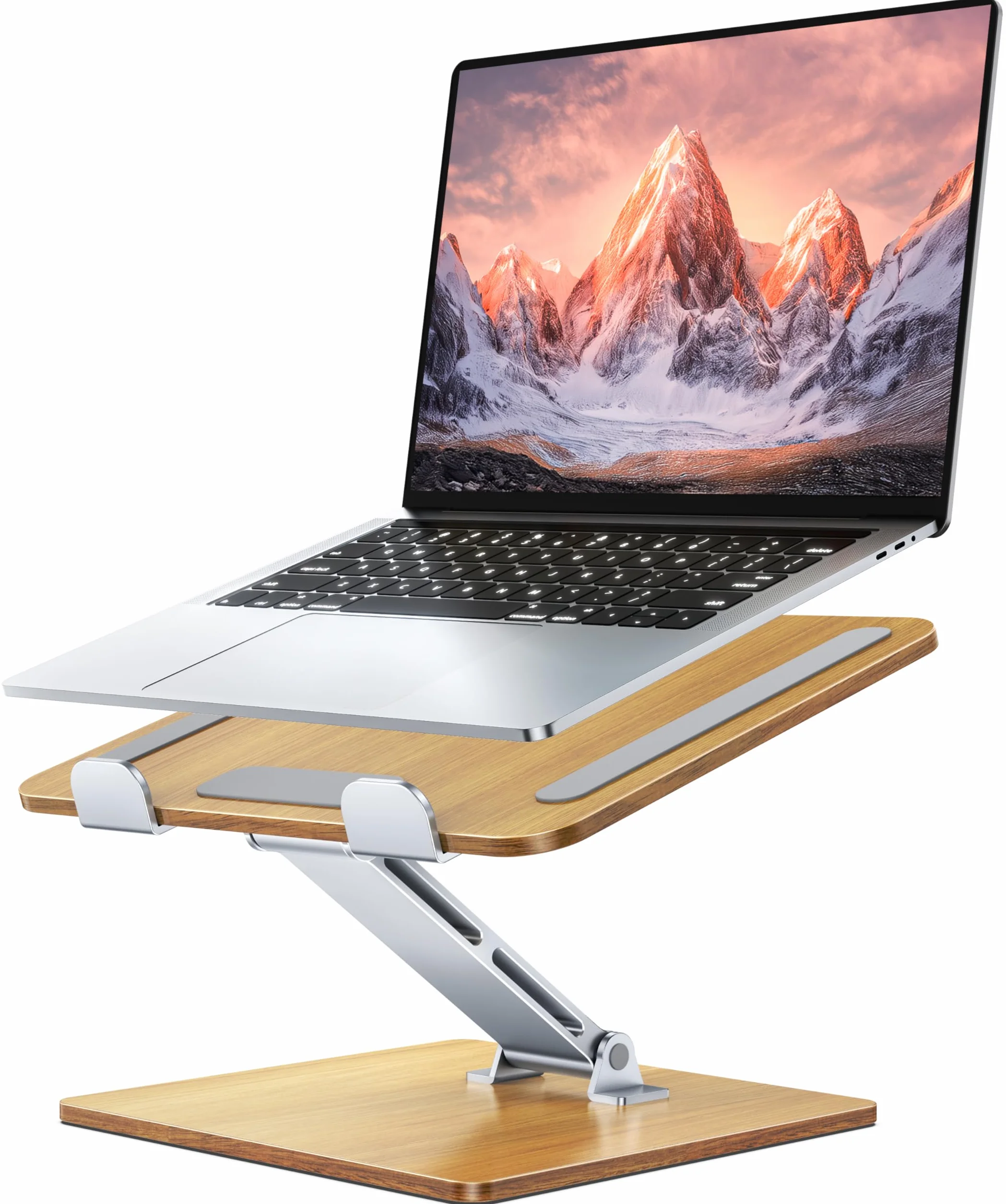 CIRYCASE Supporto PC Portatile Legno/Alluminio, Ergonomico Scrivania Supporto Laptop Stand Regolabile in Altezza, Rialzo PC Portatile Pieghevole, Laptop Stand B27 dvd per MacBook/HP 10-16" Notebook