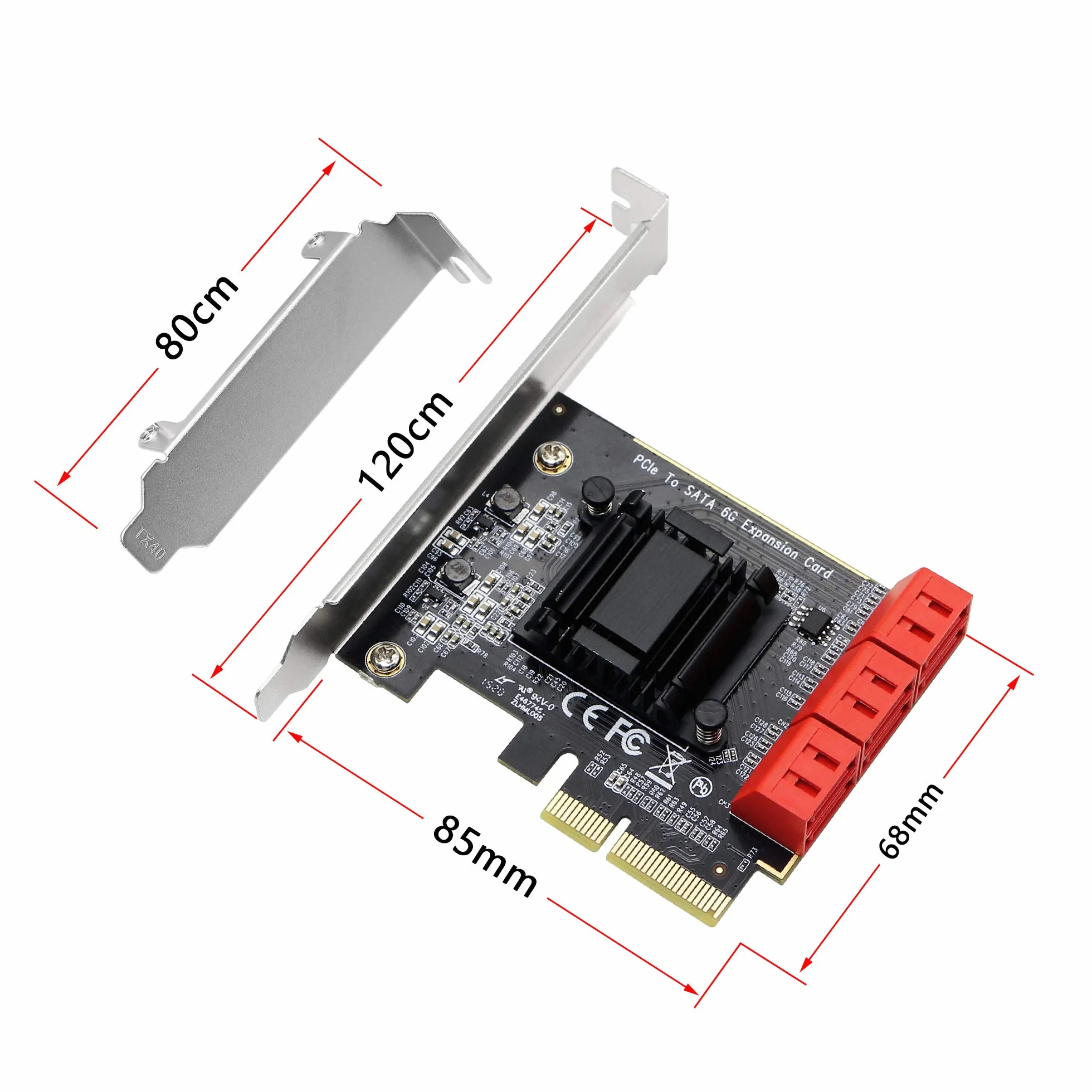 CERRXIAN Scheda adattatore PCIE X4 a 6 SATA 3.0, per avvio disco di sistema, supporta modalità RAID1, AHCI, SPAN, RAIDO4 (contiene 6 cavi SATA)