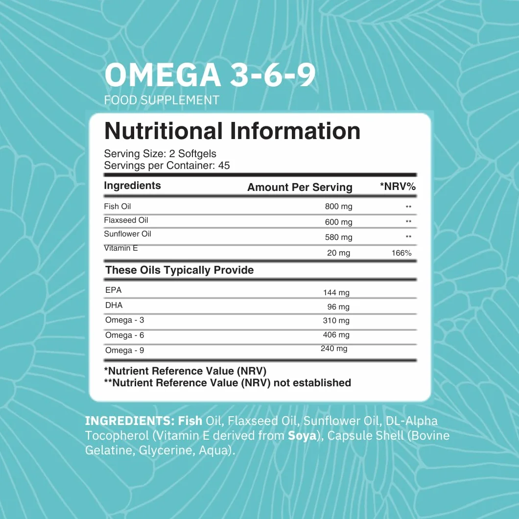 Omega 3 6 9 Olio di Pesce Puro 1000mg 90 capsule NutriZing