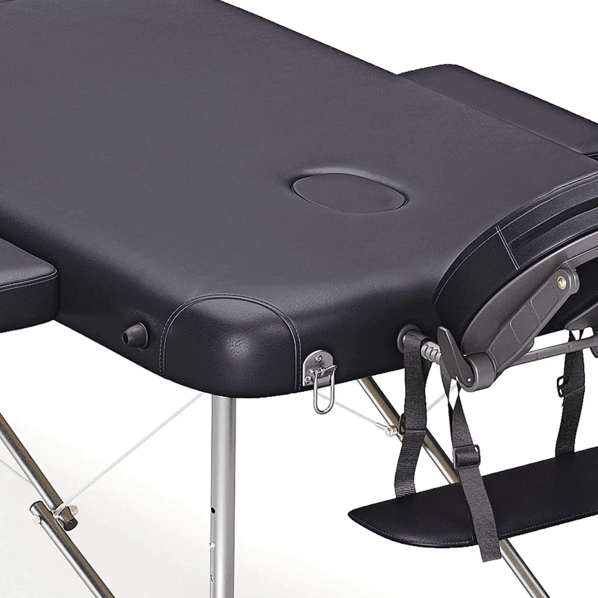 Beltom Lettino per Massaggi 3 Zone Alluminio 195x70 Cm Portatile Pieghevole Nero