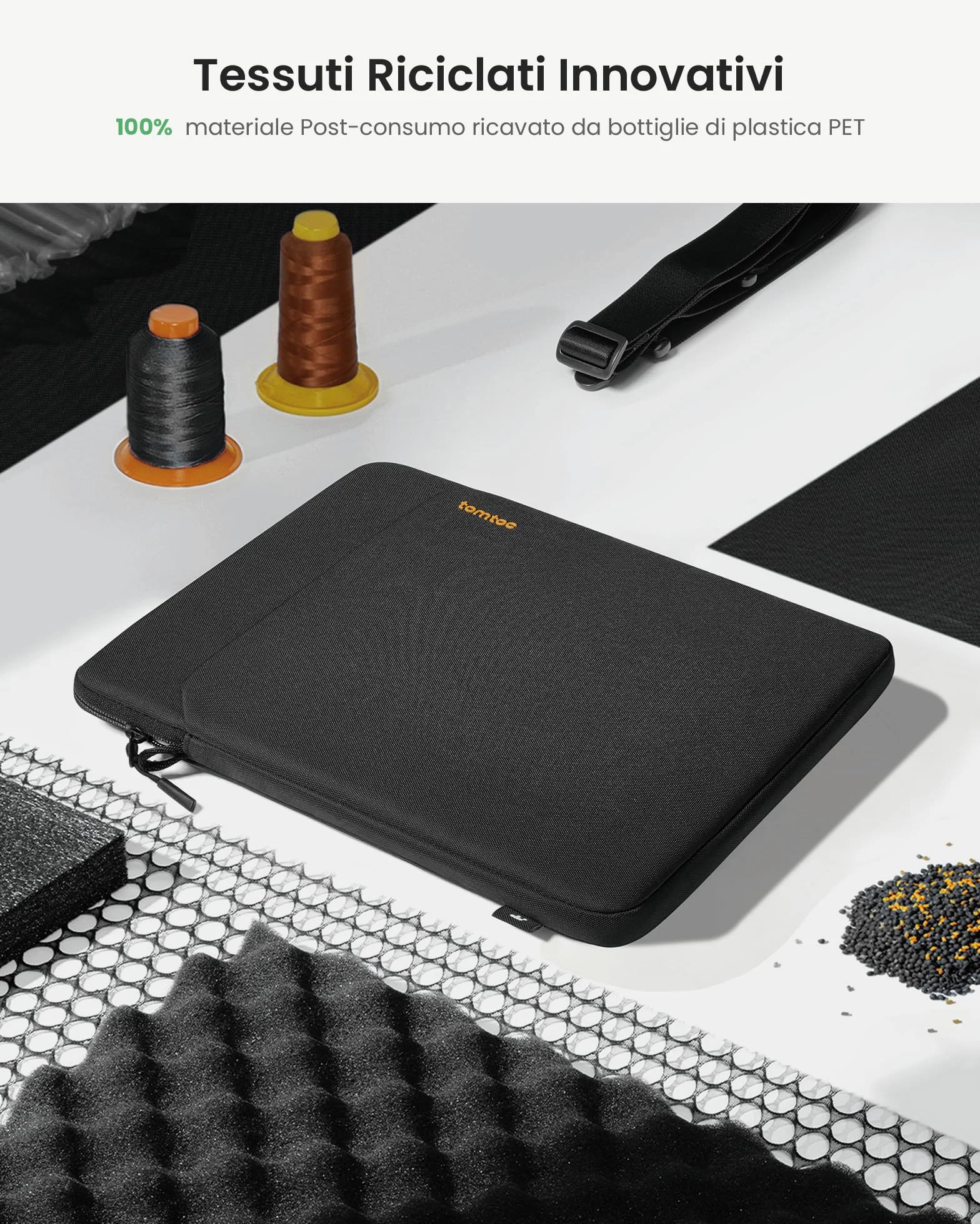 tomtoc Slim Borsa a tracolla per 13 Pollici iPad Pro M4 2024 & iPad Air M3/M2 2025-2024, 12,9'' iPad Pro 6/5/4 M2&M1, Tessuto Ecologico, Misura per iPad Pro con Magic Keyboard e Smart Keyboard Folio