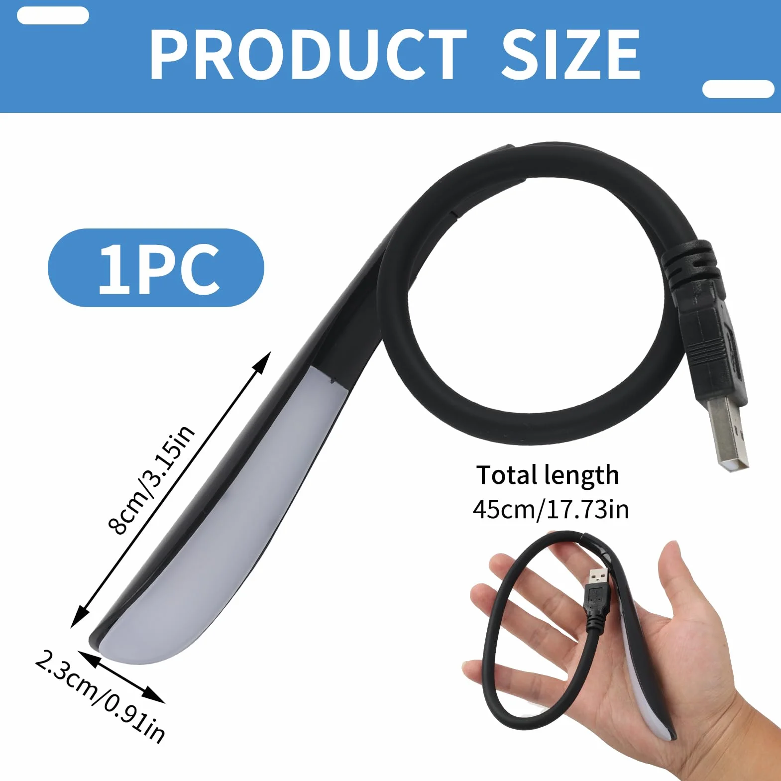 Luce USB Dimmerabile per PC Portatile, Luce da Tastiera con Collo d'Oca Flessibile, Luminosità Regolabile a 3 Livelli, Lampada USB Ideale per Lettura e Lavoro, Alimentazione USB, luce da lettura (1)