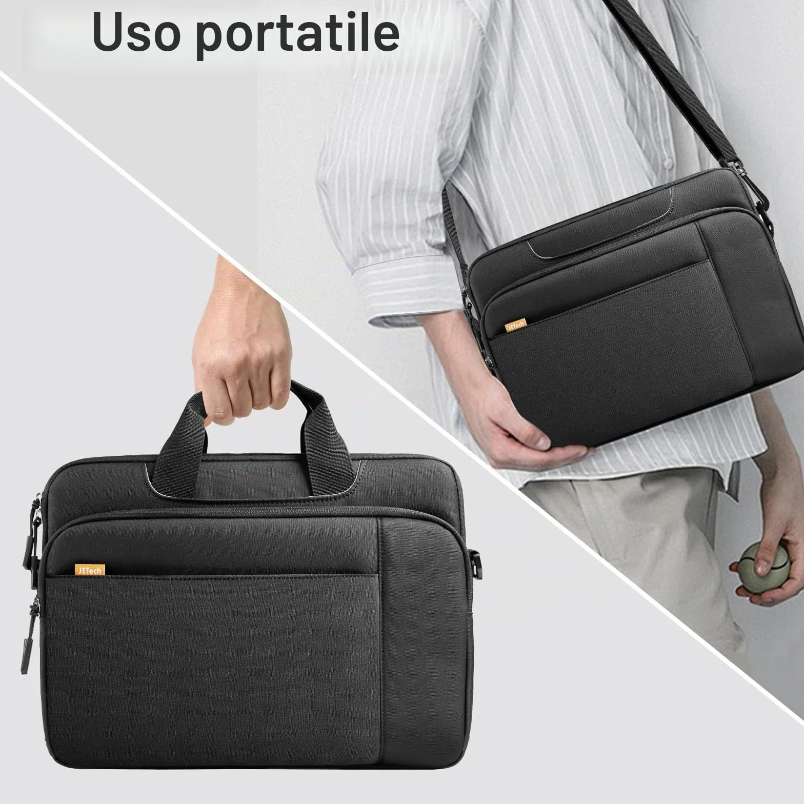 JETech 15-16 Pollici Borsa per Computer Portatile, Custodia Impermeabile per Computer Compatibile con MacBook Air/Pro 15/16, Surface Book 3/2 15, Dell Inspiron 15,6, HP Pavilion 15,6 (Nero)