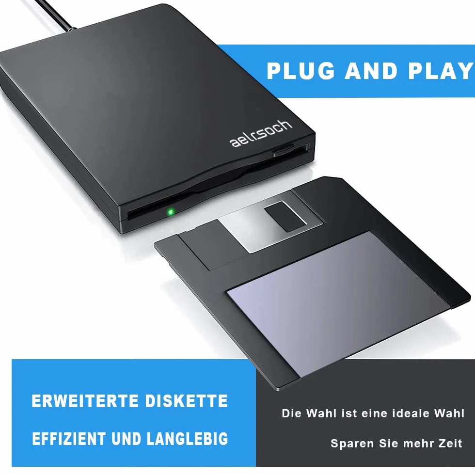 Lettore floppy disk Unità floppy esterna Lettore floppy USB da 3,5 pollici Disco floppy portatile FDD da 1,44 MB Adatto per PC Windows 2000 / XP / 7/8, plug and play (nero)