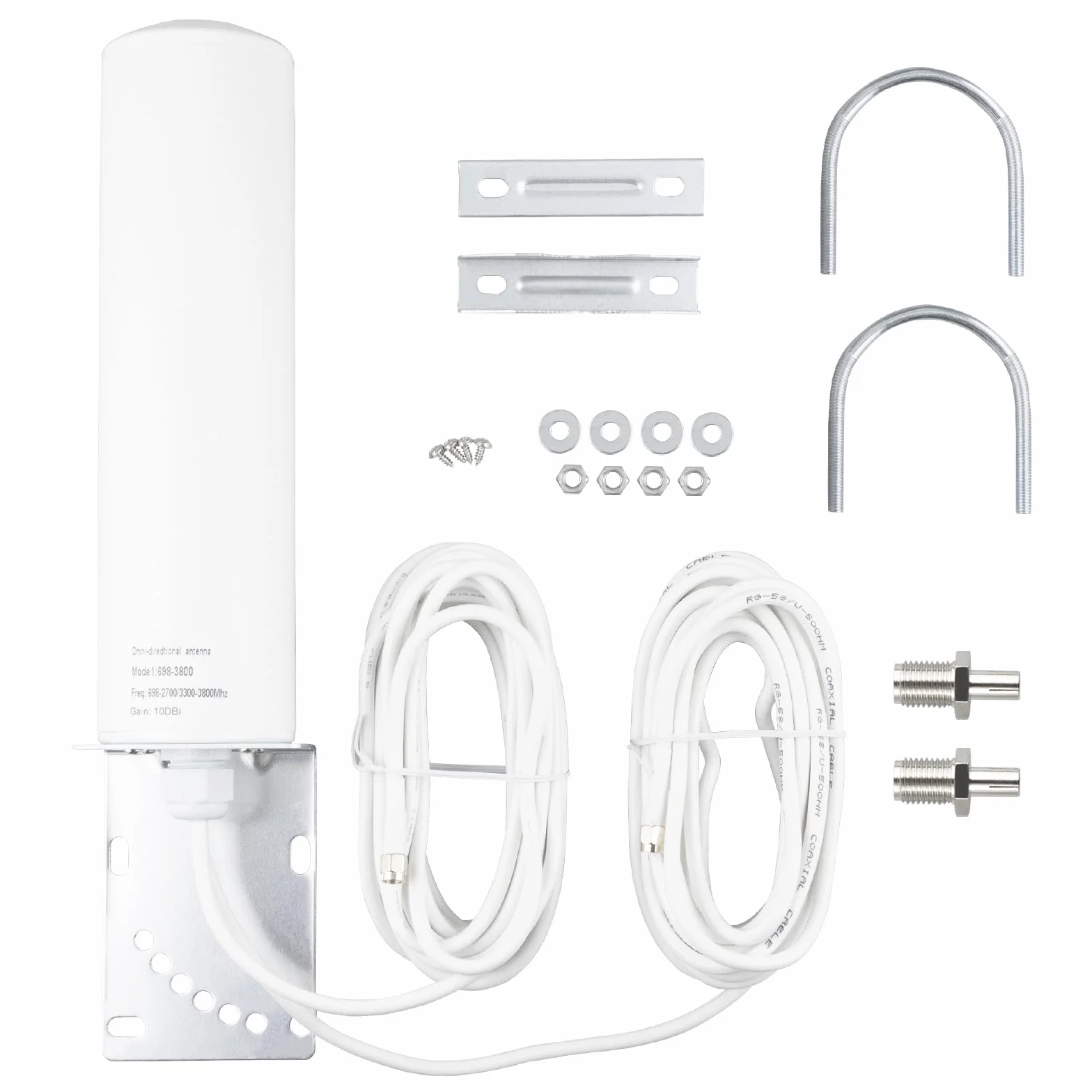 Antenna 4G LTE Esterna 10dBi, Antenna per Router 5G, Amplificatore Segnale Cellulare 698-2700/3300-3800MHz, OmniDirezionale, 5M Cavo RG58 con Adattatore TS9, High Gain per 3G/4G LTE