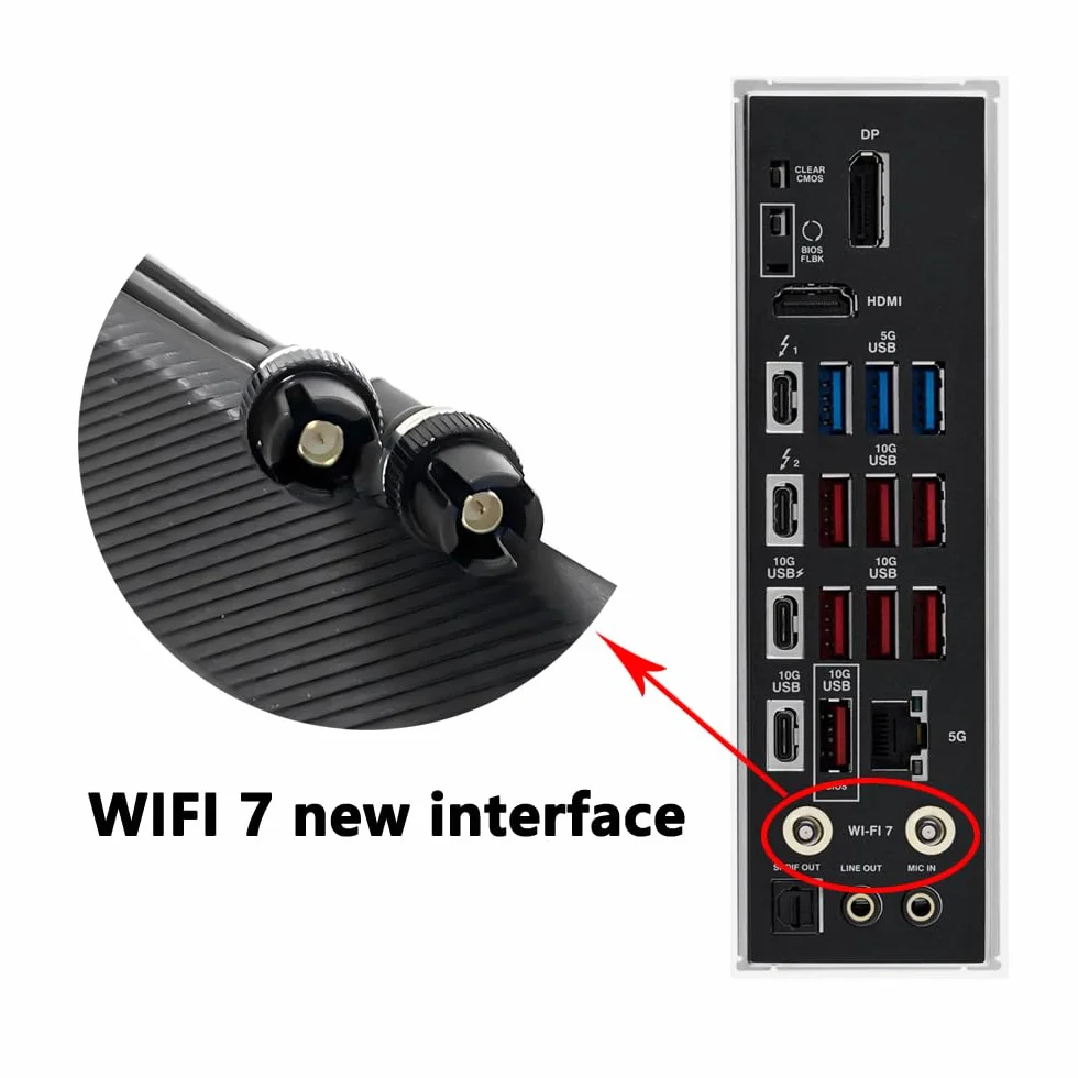 Gintai Antenna WiFi 7 WLAN Amplificatori Tri-Band 6GHz/5GHz/2.4GHz per WiFi 7 Carte,12dBi Bluetooth 5.4 Antenna WiFi pc,Base Magnetica, Amplificatore segnale 802.11be per PC/Router/PCI