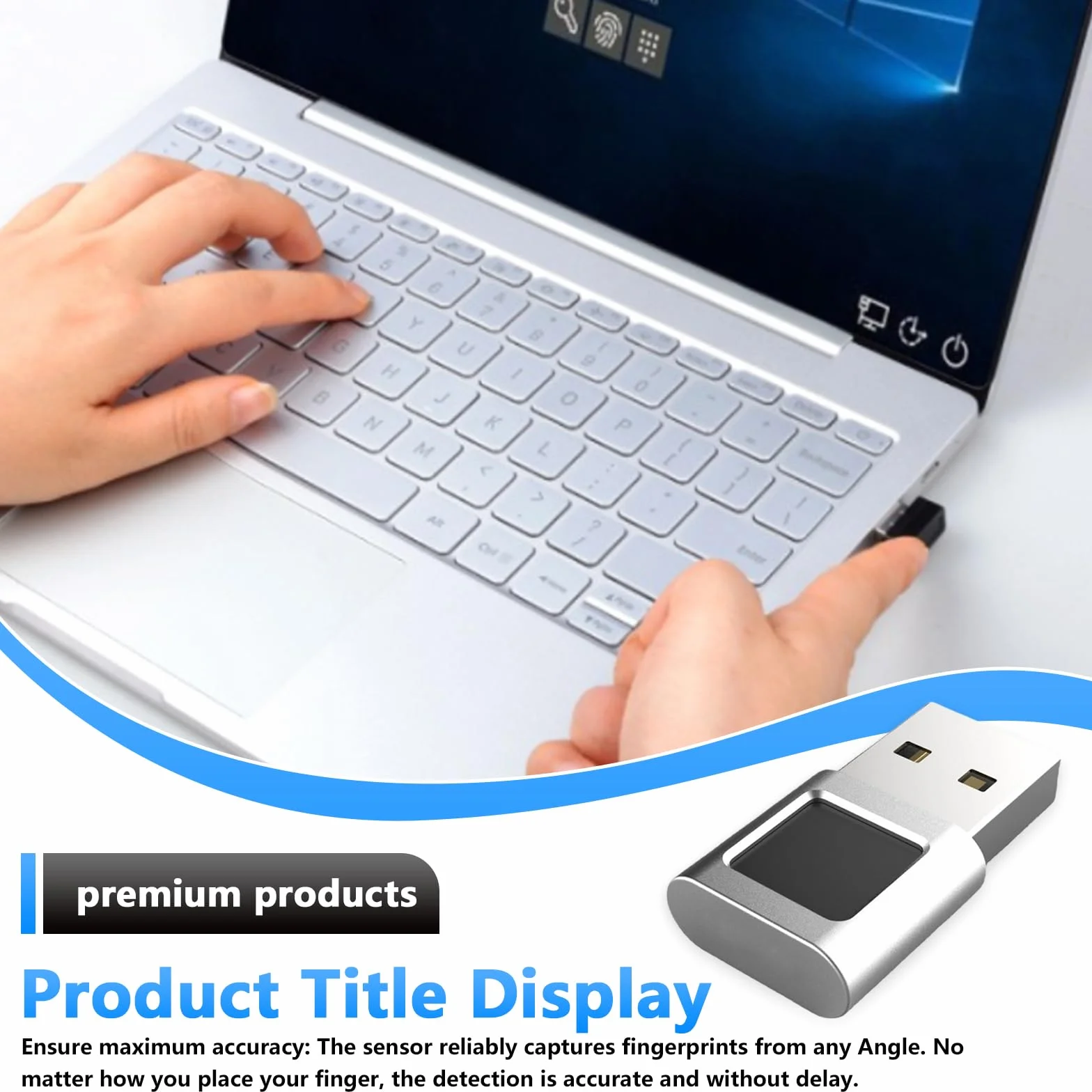 Sensore di impronte digitali USB per PC, riconoscimento a 360°, lettore di impronte digitali USB fino a 10 ID, lettore di impronte digitali biometrico per Windows 10 Hello, Plug & Play Fingerprint Key