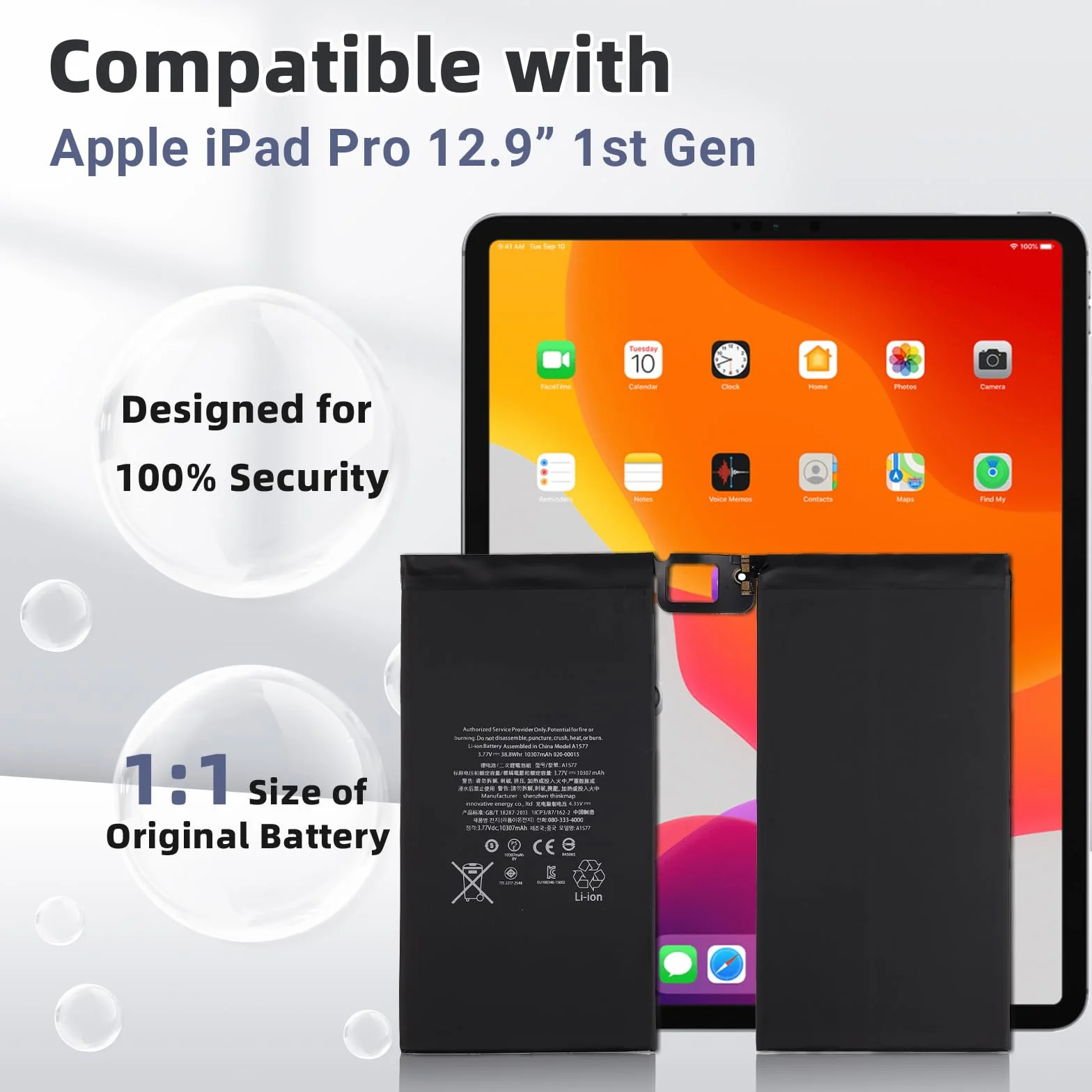A1577 Batteria di ricambio compatibile per iPad Pro 12.9 2015 1st Gen A1584 A1652 EMC 2838 2827 con kit di strumenti gratuito