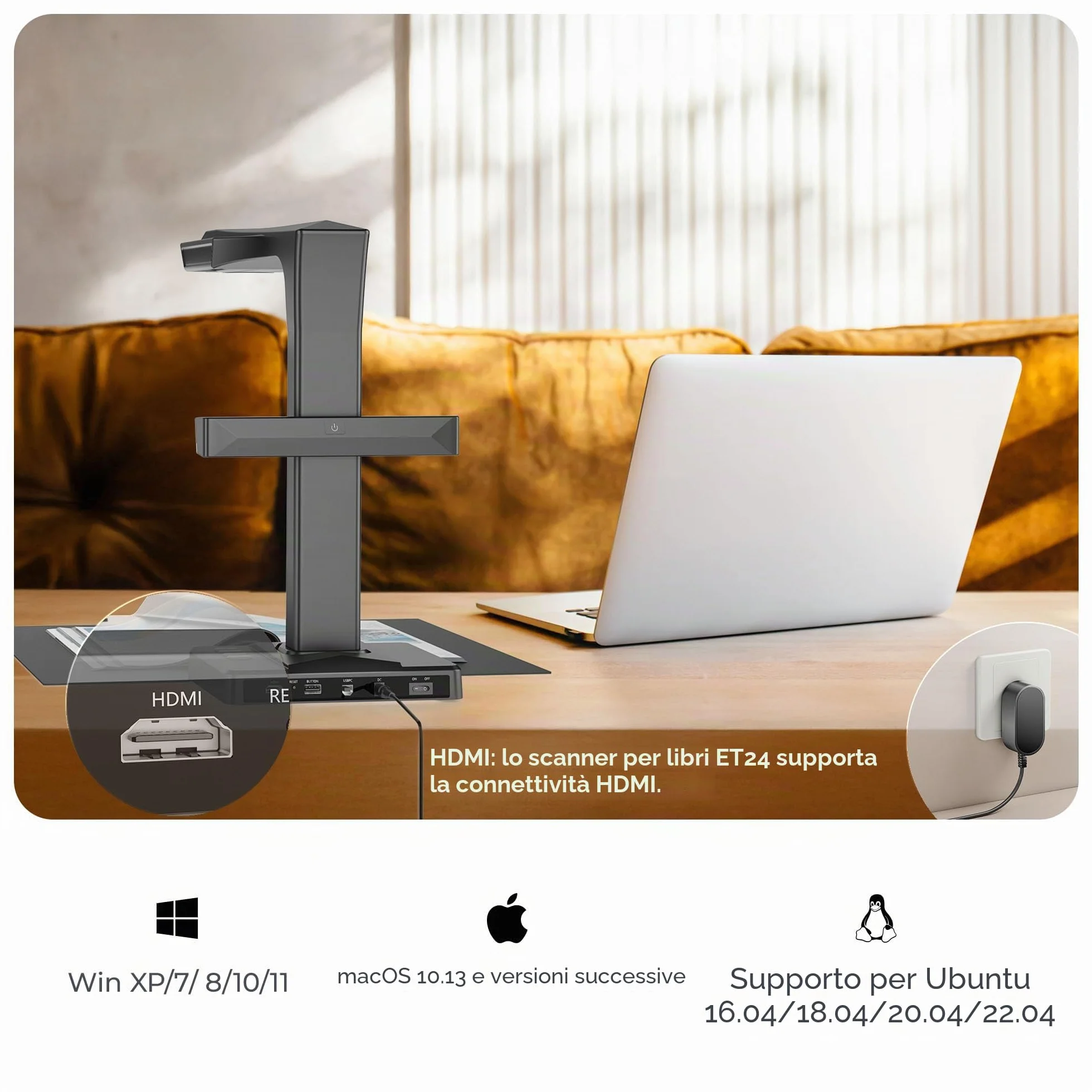CZUR ET24 Pro 24MP Scanner di Documenti, professionale A3 Scanner con HDMI, OCR 180+ Lingue, 320Dpi, Ttelecamera per Documenti, Windows, macOS e Linux