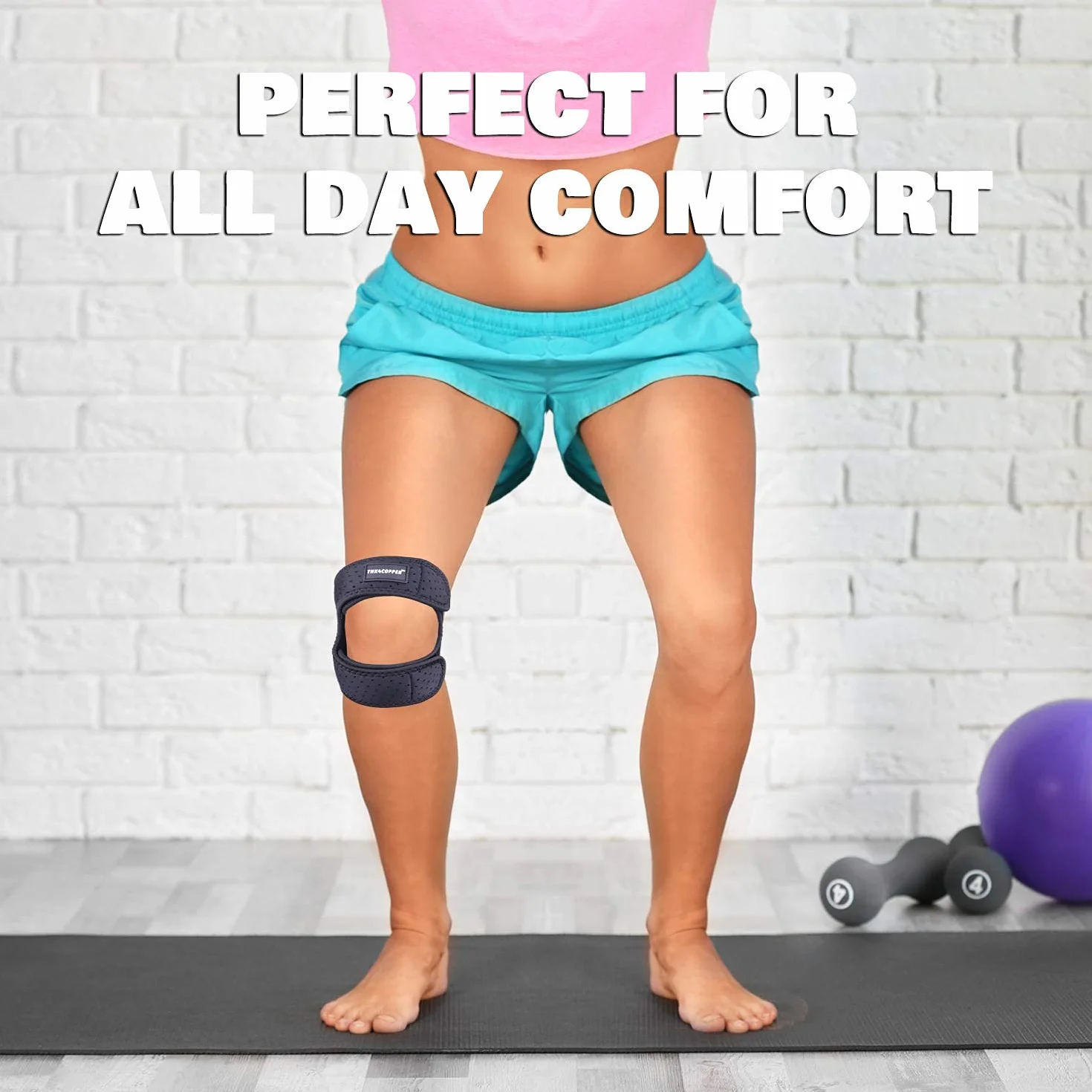 Thx4COPPER Ginocchiera a compressione per menisco traspirante leggera per corsa supporto ginocchio