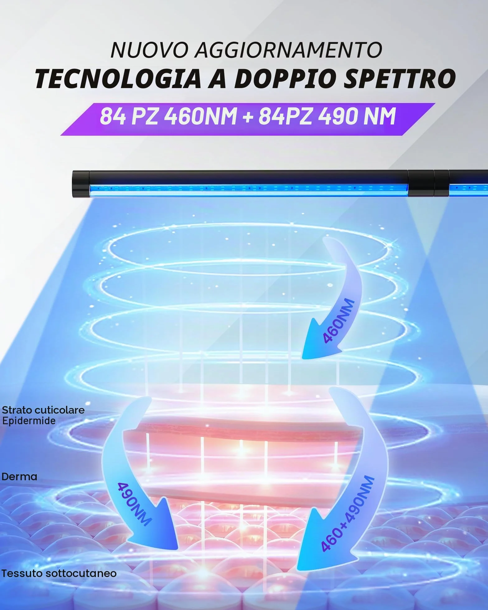 Solarium per la casa 460 nm 490 nm lampada abbronzante 5 modalità abbronzatura viso corpo