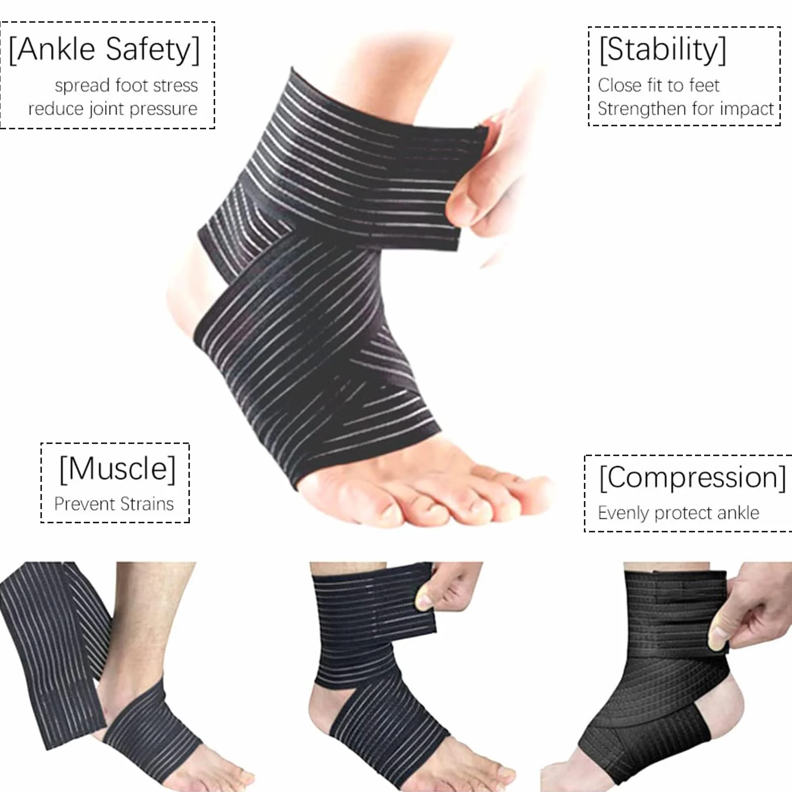 Polpaccera Compressione Benda Elastica Compressiva 4 Pezzi Uomo e Donna Autoadesiva Ginocchiera Regolabile
