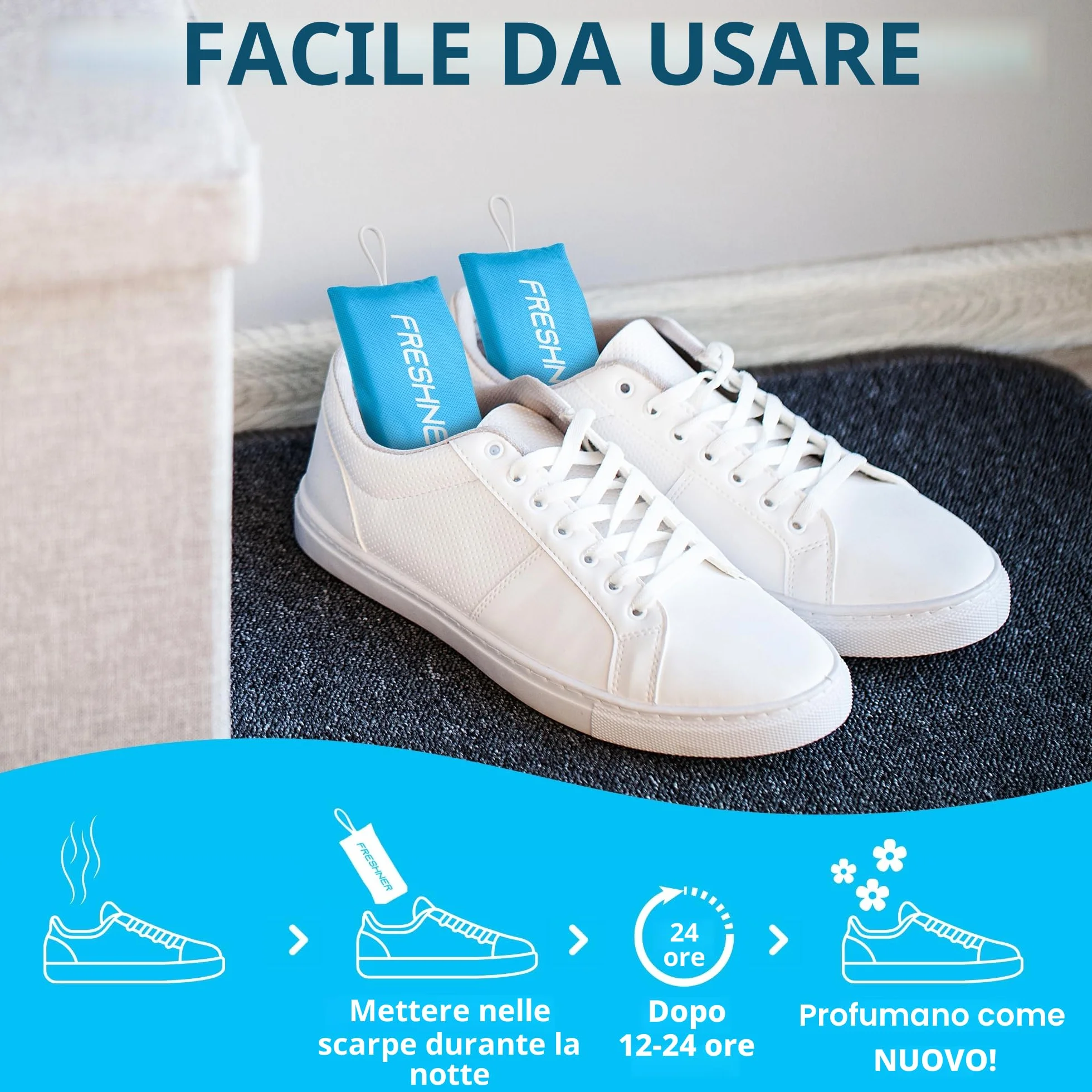 Deodorante per scarpe efficace contro odore e sudore piedi, elimina cattivi odori, fragranza fresca