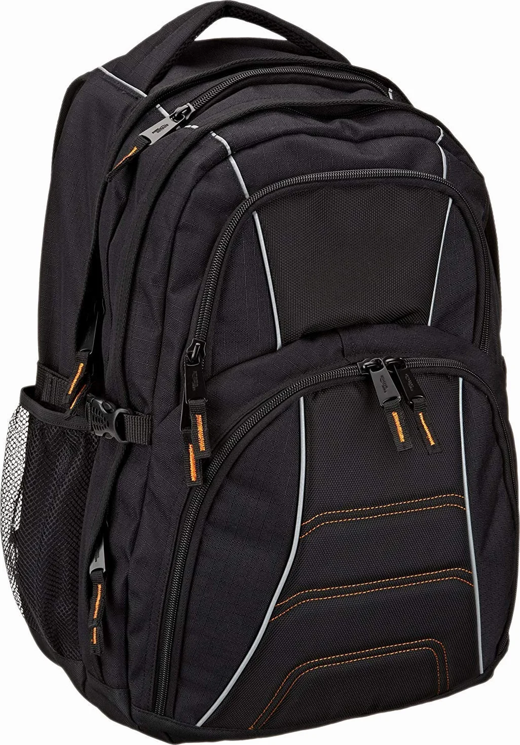 Amazon Basics Zaino per laptop con spallacci imbottiti e scomparti per tenere in ordine penne, chiavi, cellulare, adatto per la maggior parte dei computer da, Nero, 17-Pollici, 43 cm
