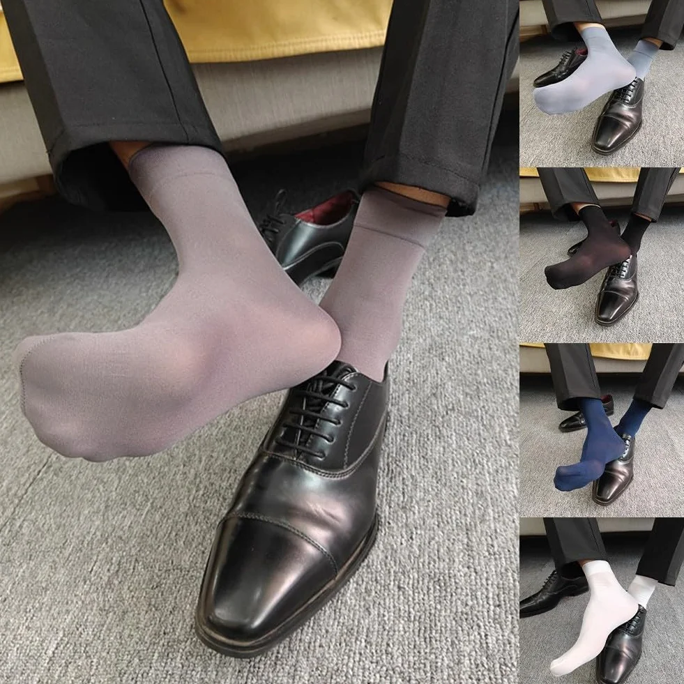 Calzini trasparenti da uomo confezione da 3, ultra sottili per abbigliamento formale, blu
