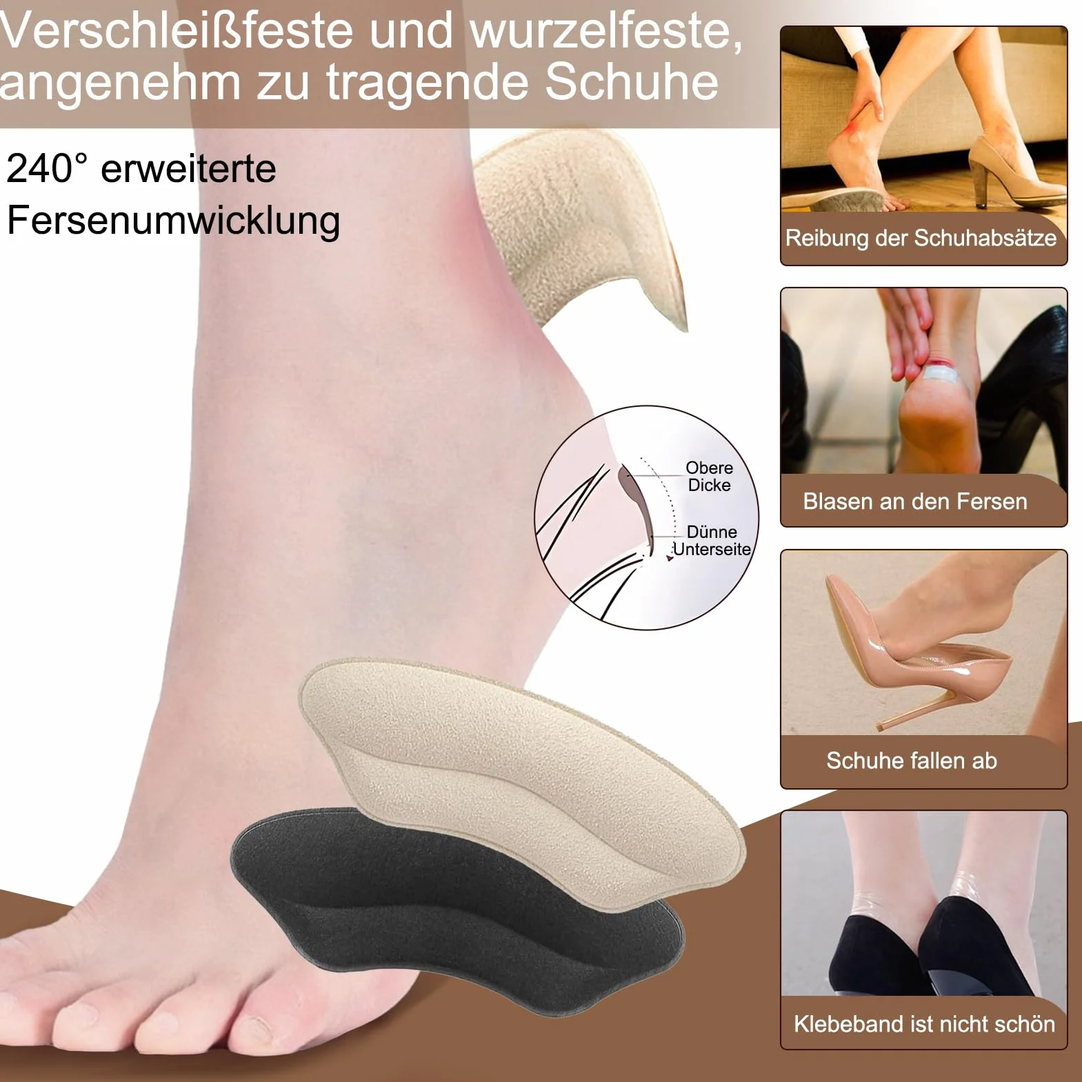 Cuscinetti Tallone con Inserti in Spugna per Tacchi alti e Scarpe Casual