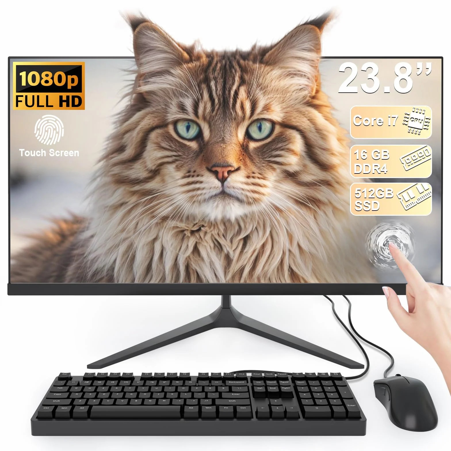 Computer All-in-One 23,8 Pollici Schermo Multitouch FHD Core i7 16 GB RAM 512 GB SSD WiFi 6 Bluetooth 5.3