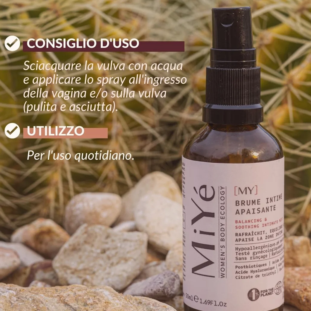 MiYé Nebbia intima lenitiva BIOLOGICA 30ml Idratante vaginale riequilibrante pH Probiotici prebiotici acido ialuronico lattico