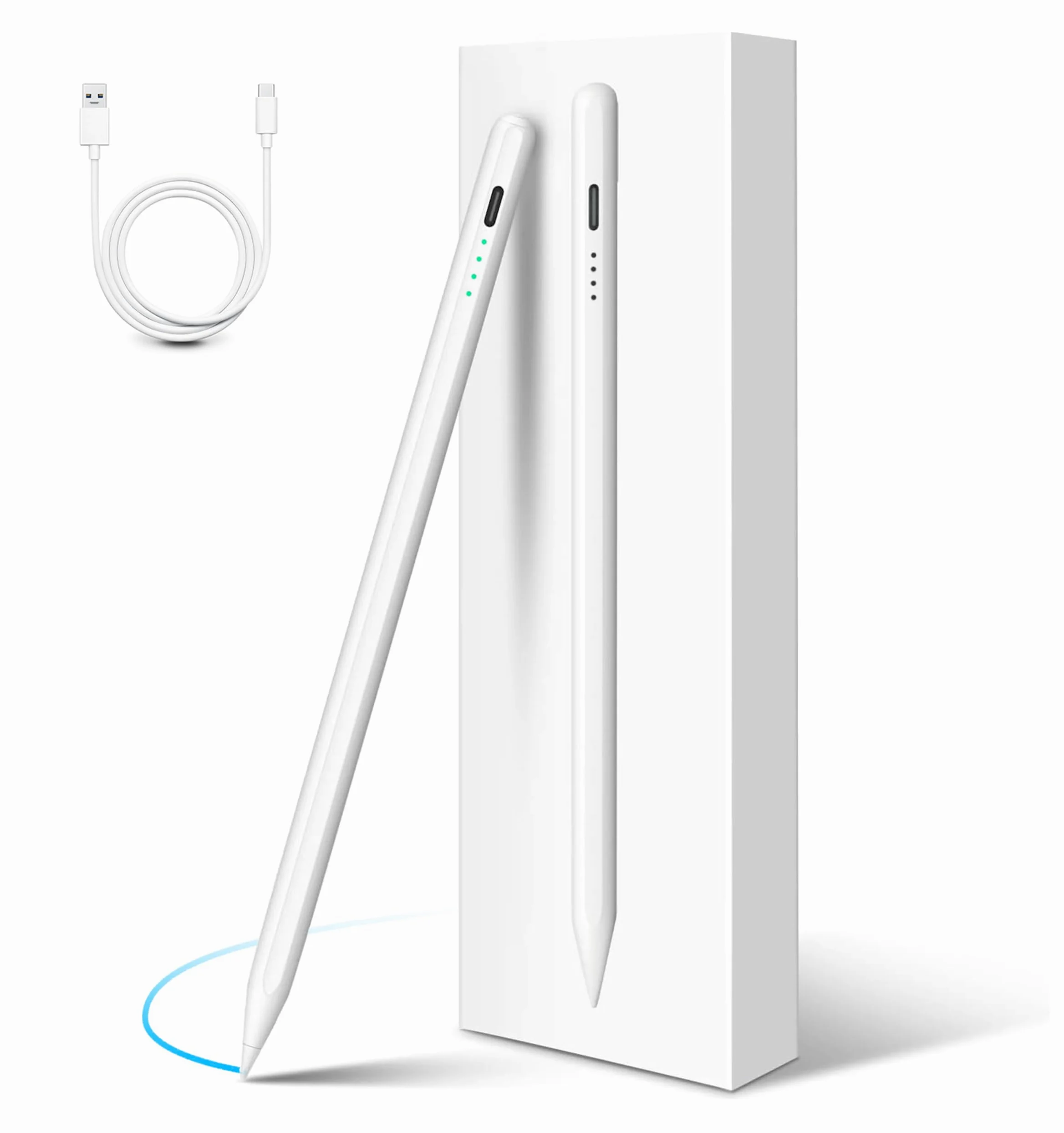 4-Ok Penna per Tablet, Stylus Pencil Compatibile con iPad 10/9/8/7/6, iPad Pro 11"/12.9", Air 3/4/5, Mini 5/6. Penna grafica con rilevazione, inclinazione, rifiuto di palmo e adsorbimento magnetico