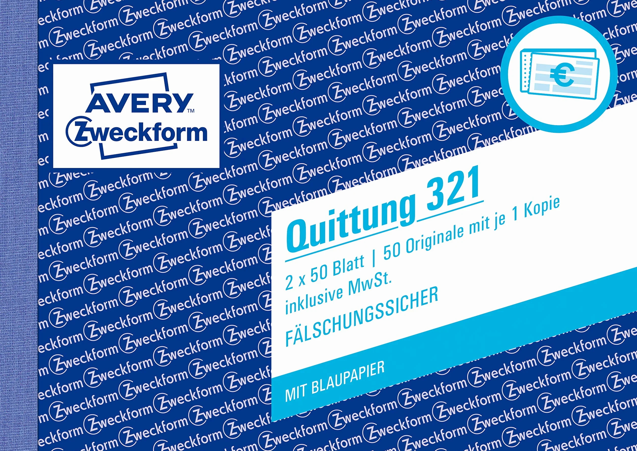 AVERY Zweckform Formularbuch Quittung, A6 quer, 2x50 Blatt