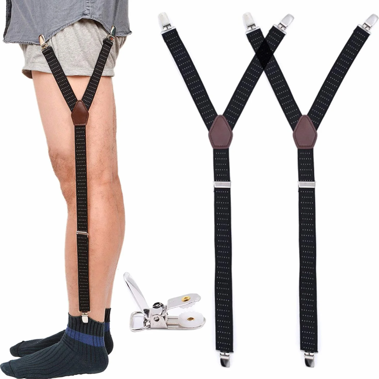Military Adjustable Elastic Garter Shirt Stays Sock Non-slip Clamps