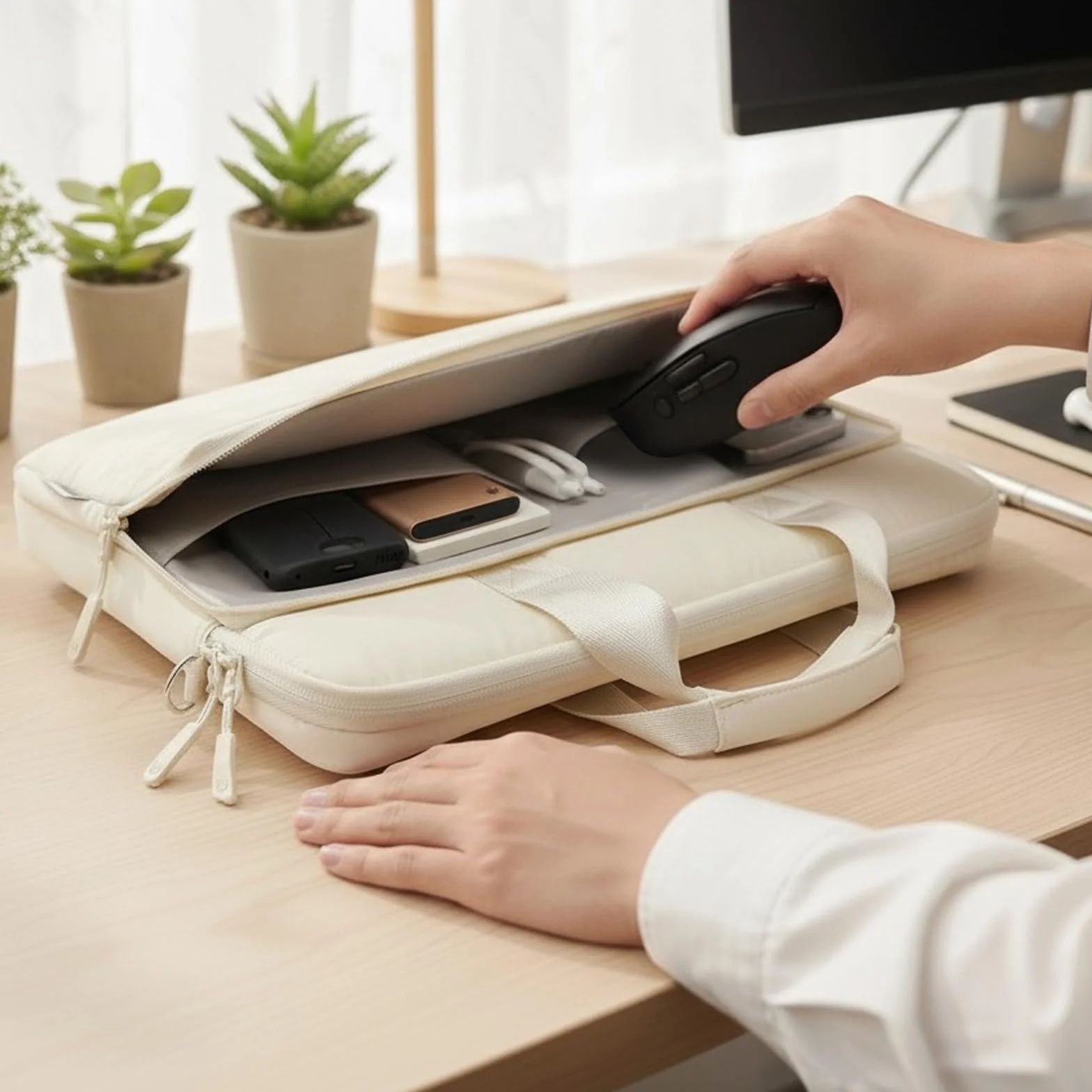 TECOOL Borsa Porta PC Portatile 15.6 16 Pollici, Borsa a Tracolla Custodia Laptop Messenger per 15,6-16 Pollici Acer Asus Lenovo HP Dell, MacBook Pro 16 M5 M4 M3 M2 M1, MacBook Pro 15 - Beige