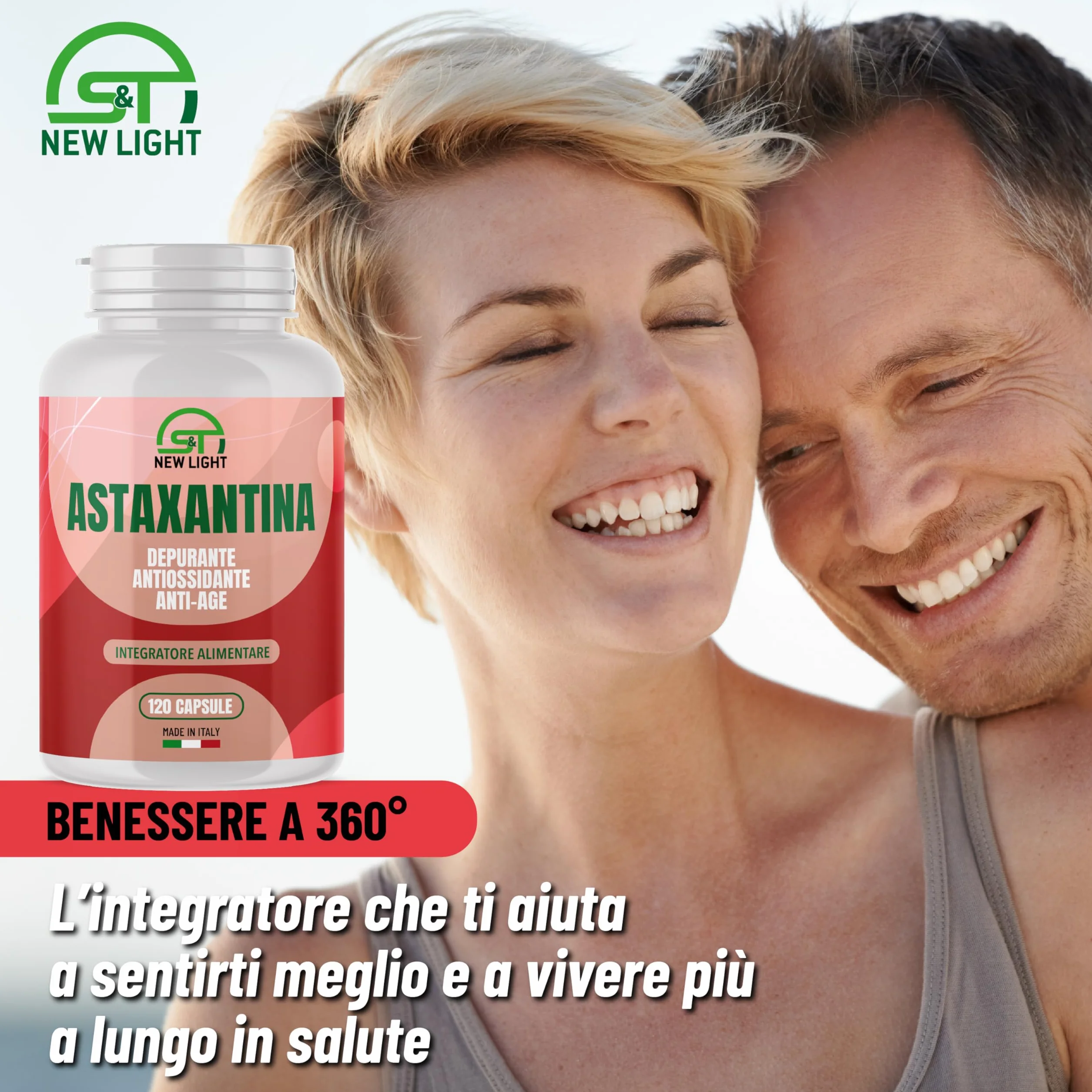 S&T New Light Astaxantina Naturale 20mg 120 Capsule - Integratore Antiossidante Alto Dosaggio