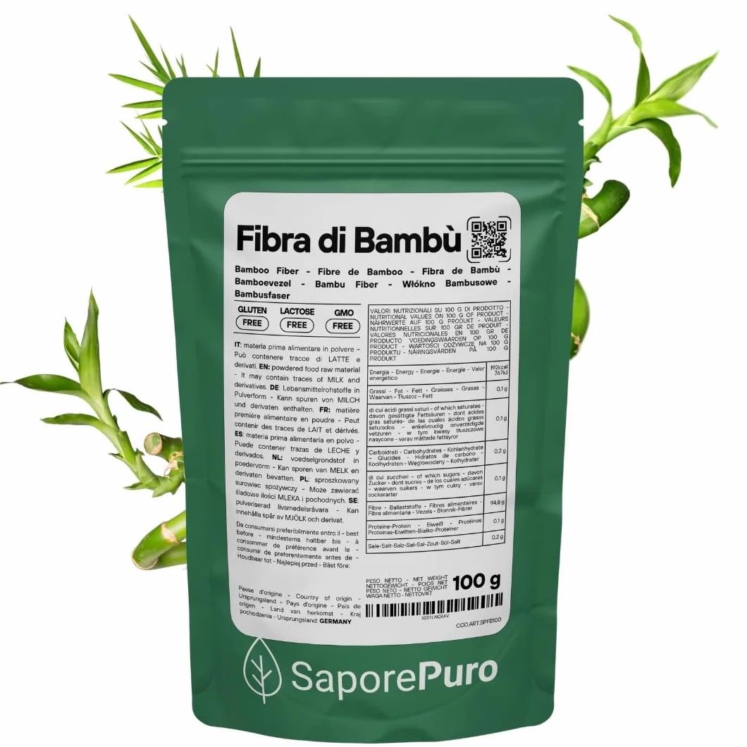SaporePuro Fibra di Bambù alimentare 100 gr farina a basso contenuto di carboidrati
