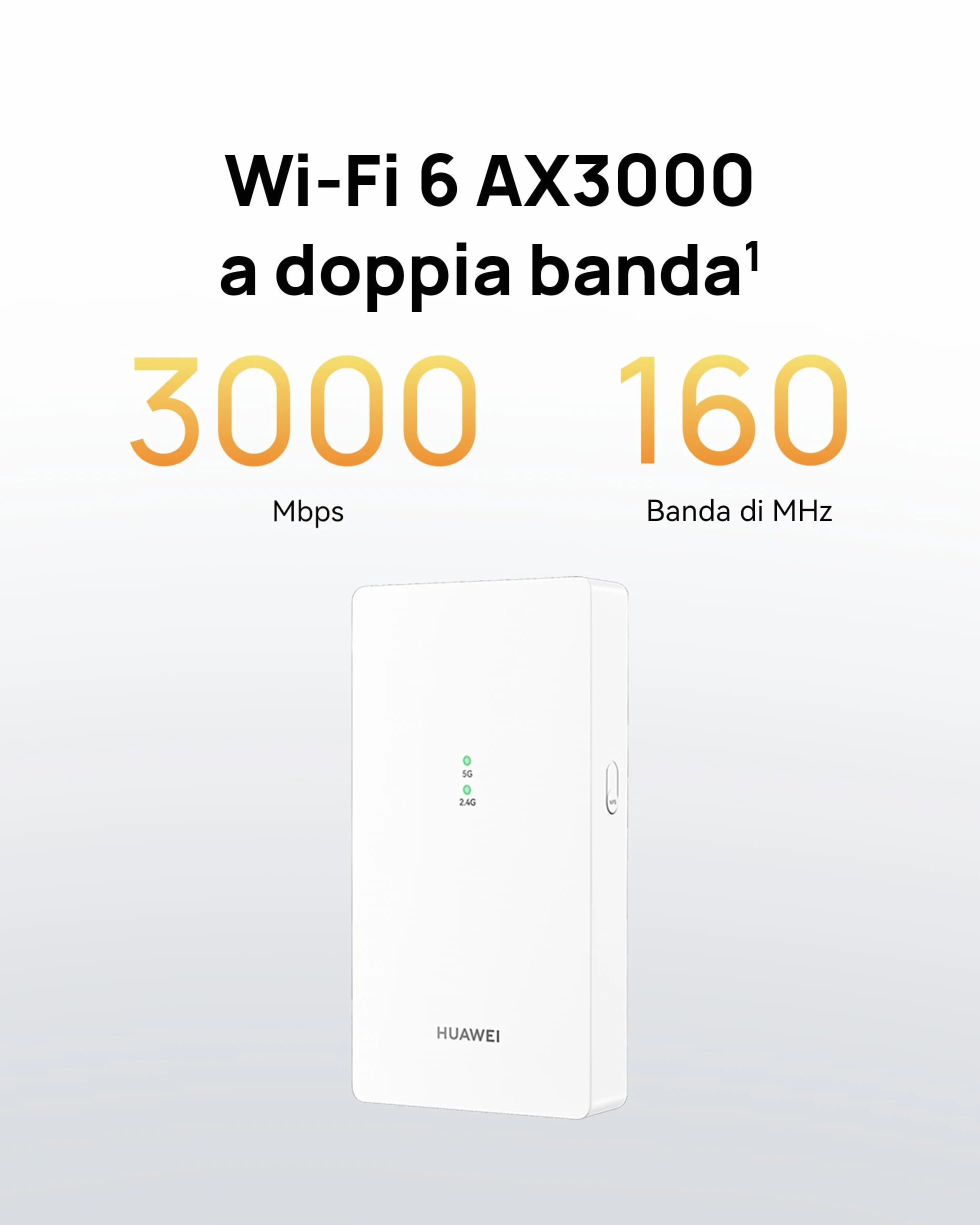 HUAWEI WiFi Extender AX3000, Wi-Fi 6 a Doppia Banda a 3.000 Mbps, Funziona con la Maggior Aprte dei Router Wi-Fi, Modalità AP, Connessione alla Rete con un Solo Clic, Garanzia di 30 Mesi