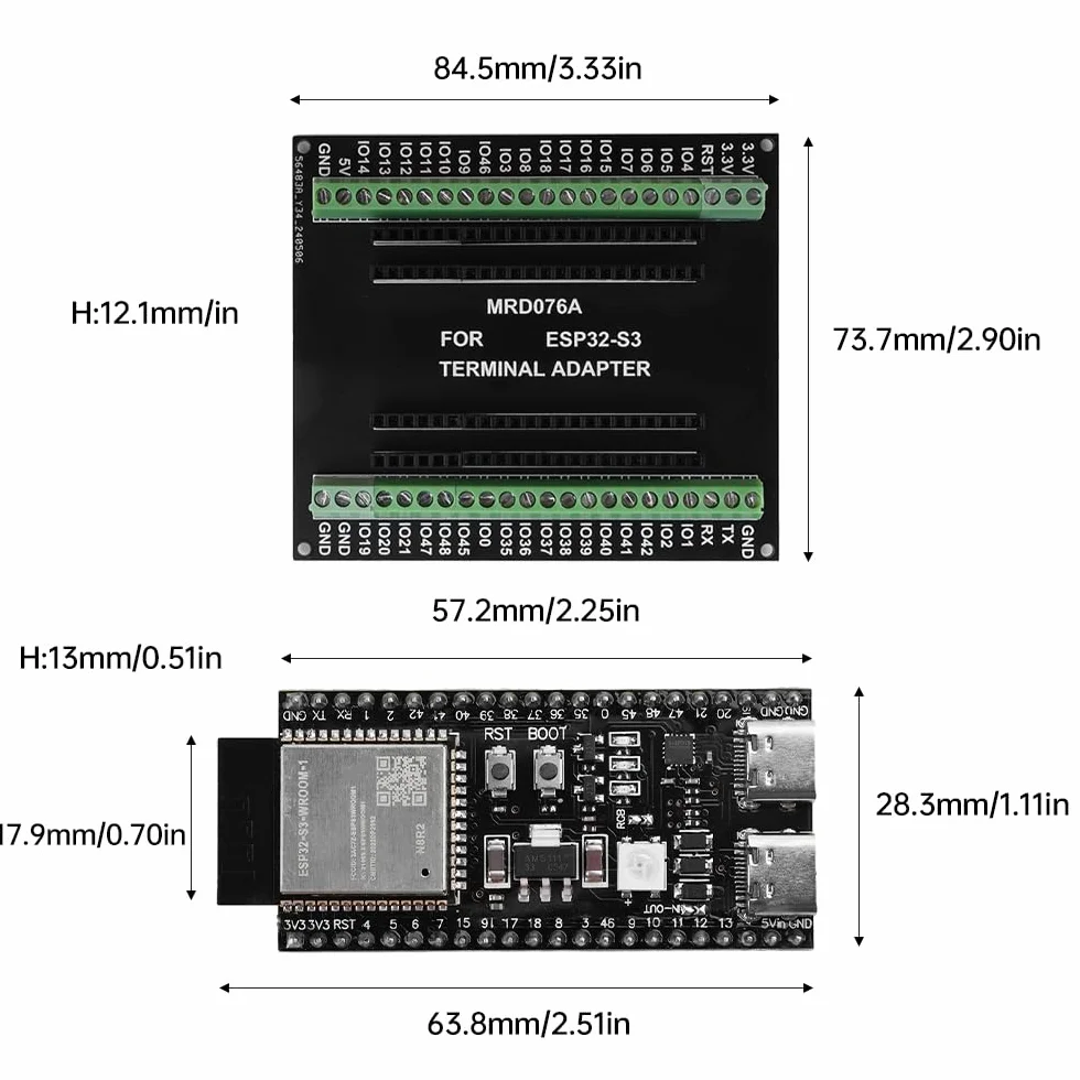 per ESP32 Scheda di Sviluppo Kit, per ESP32 per ESP32 S3 DevKitC 1 N16R8 per ESP32 S3 N16R8 Scheda di sviluppo WiFi Bluetooth 5.0 Scheda di sviluppo Mesh