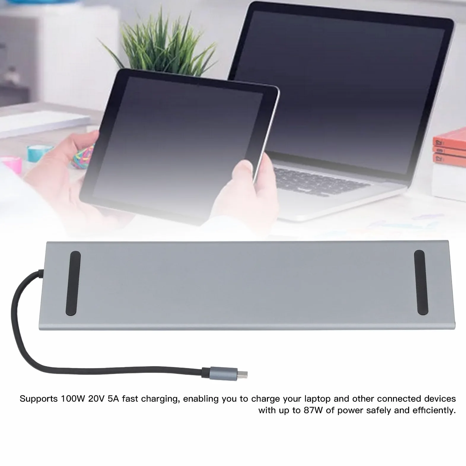Fyearfly USB C DockingStation 12 in 1 USB C HUB STAZIONE 100W PD con VGA 2 USB 3.0 Ethernet SD/TF Slot Slot Gigabit Ethernet per Laptop