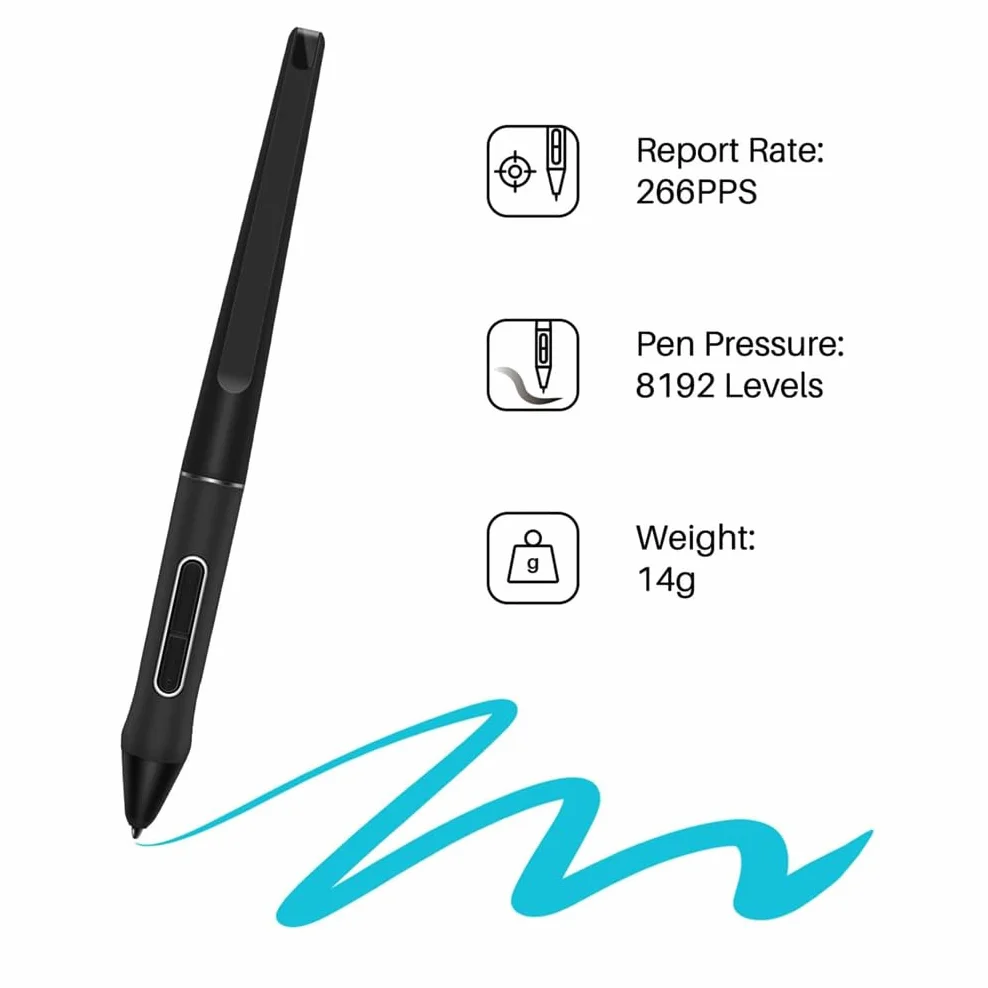 Penna stilo PW517 con 10 pennini compatibile per disegno Huion per Kamvas 13 Kamvas Pro 24 Kamvas 22 Kamvas 22 Plus Pen senza batteria 8192 penna a pressione PW517